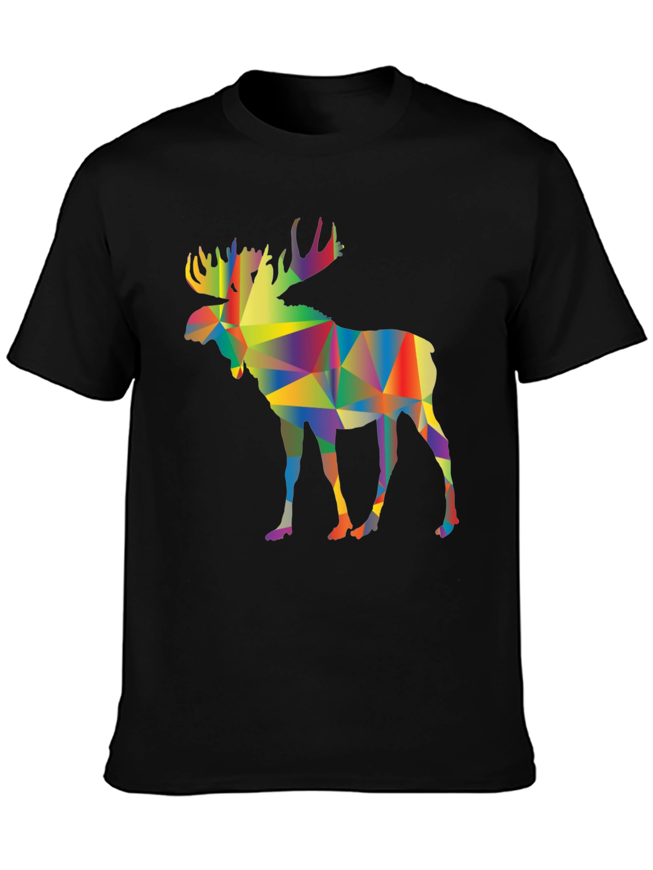Black Geometric Moose Graphic Tee - Black view 3