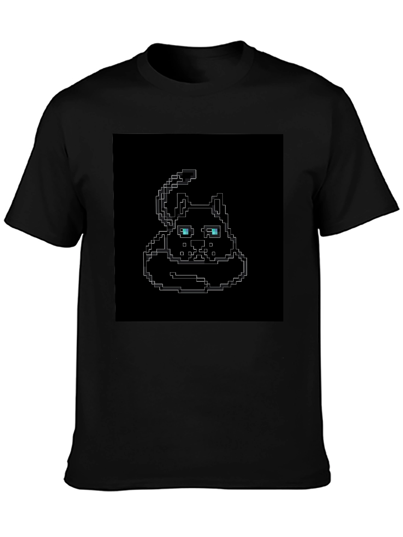 Black Pixel Art Cat T-Shirt - Black view 3