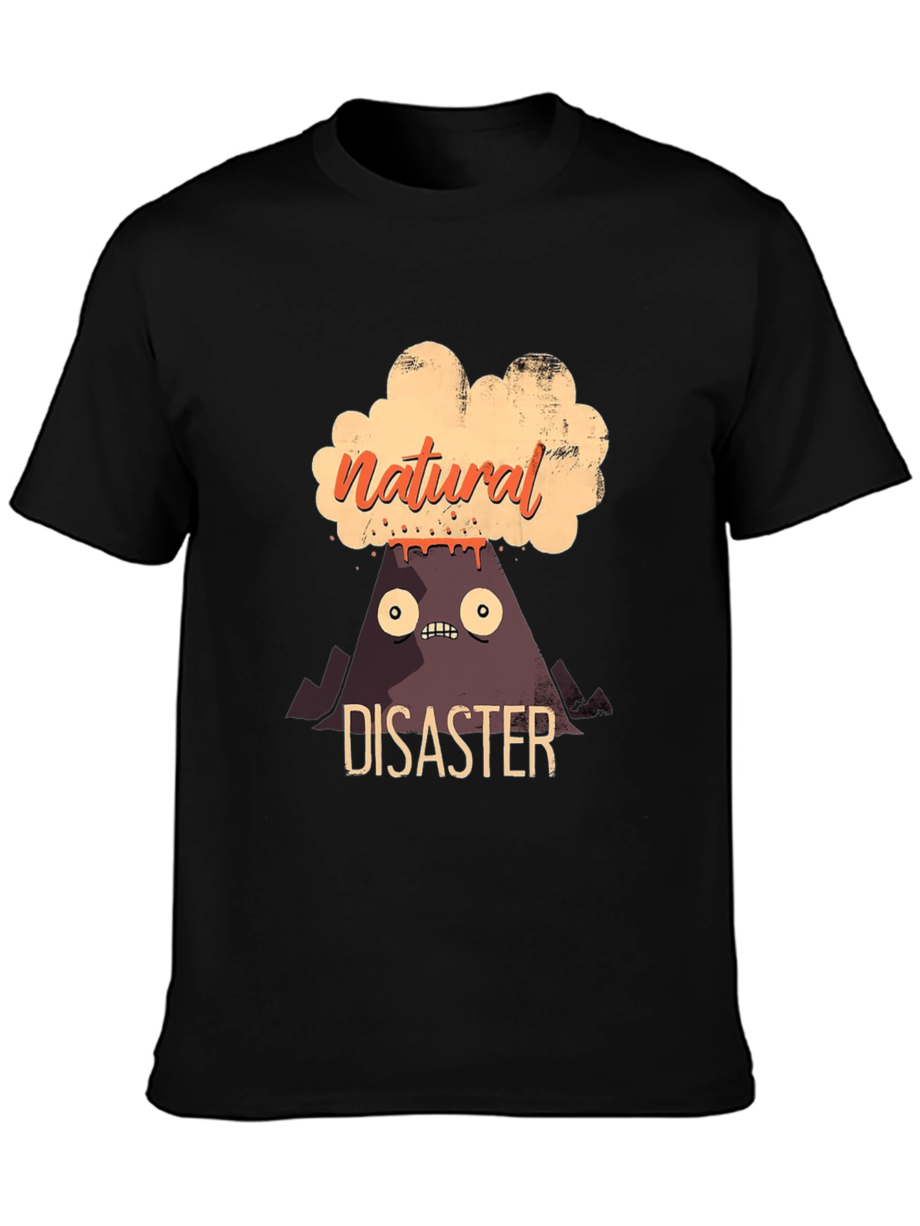 Black Natural Disaster T-Shirt - Funny Volcano Graphic Tee view 3
