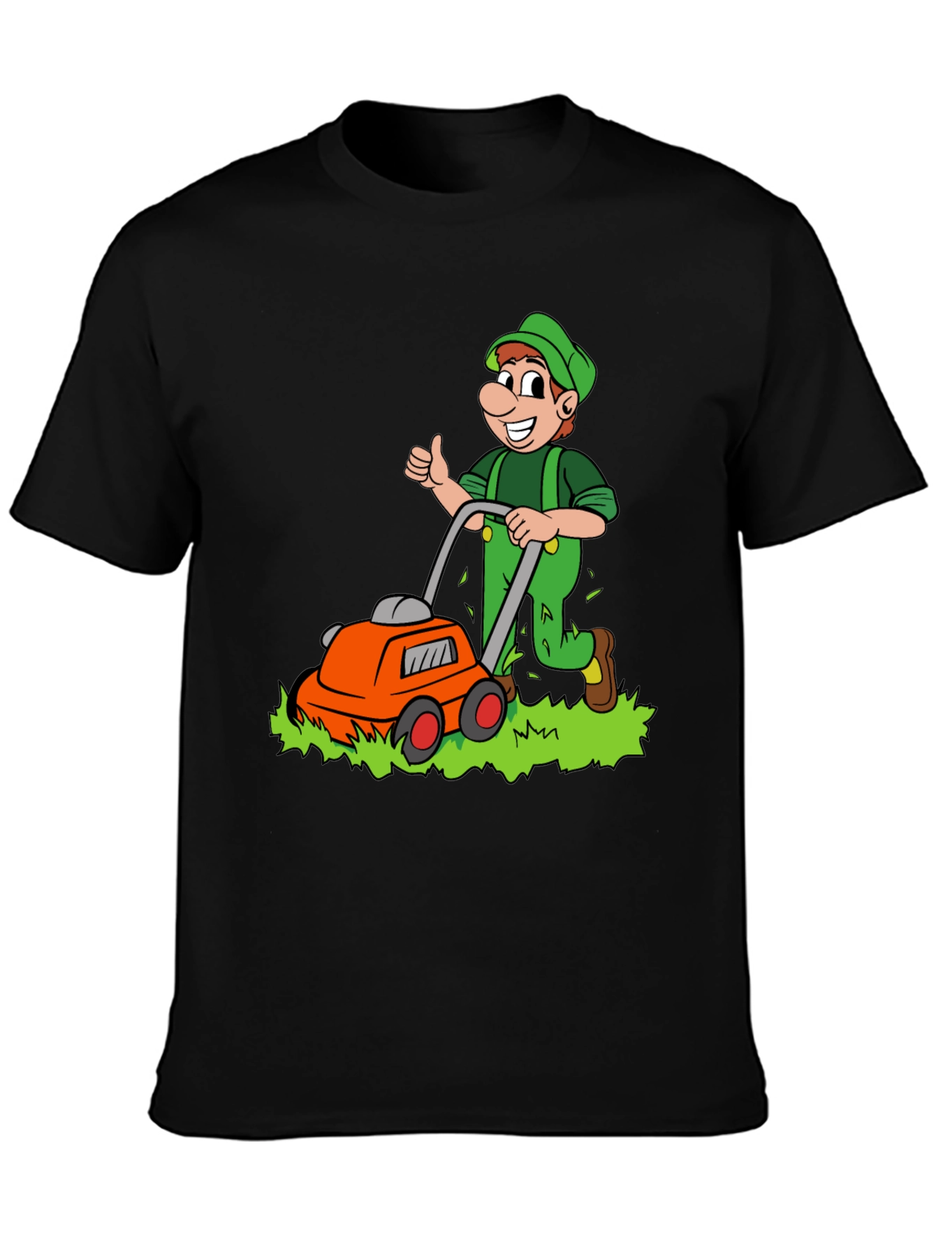 Black Lawn Mower Man T-Shirt - Cartoon Graphic Tee view 3