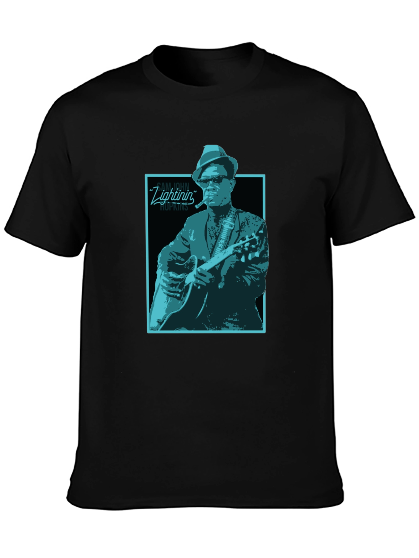 Black Lightnin' Hopkins Graphic Tee - Black Cotton T-Shirt view 3
