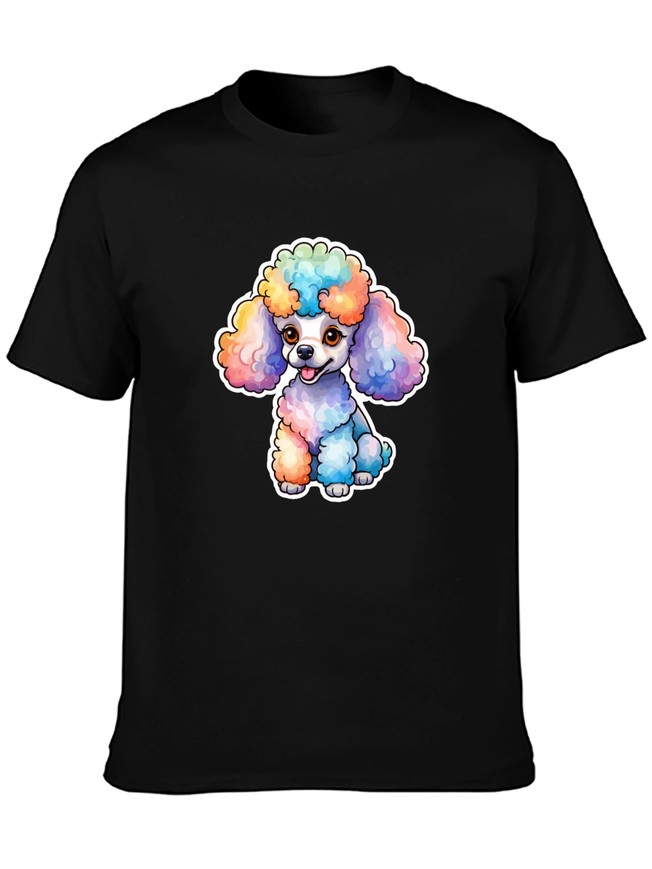 Black Rainbow Poodle Graphic Tee - Cute Dog T-Shirt view 3