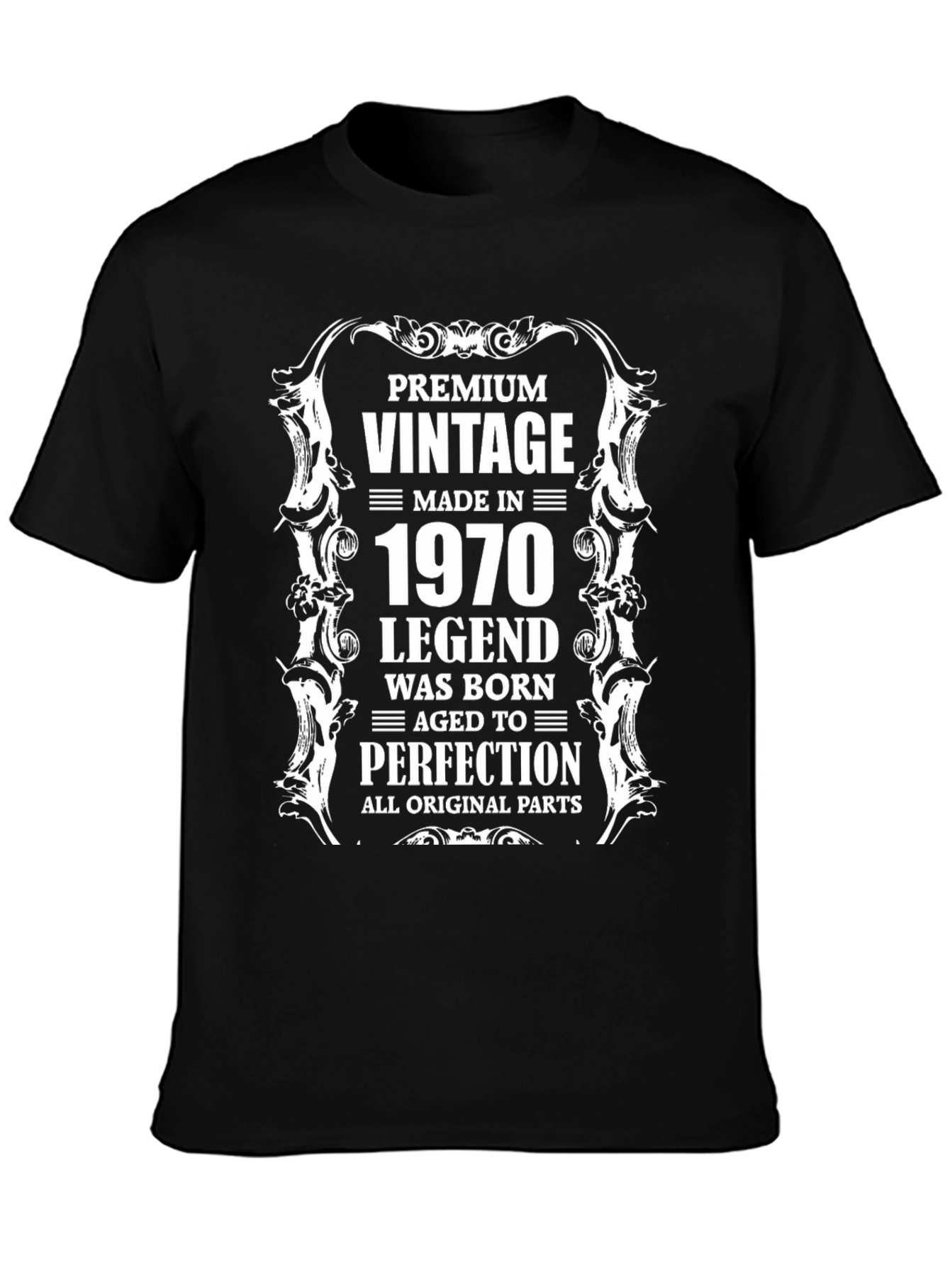 Black Premium Vintage 1970 Birthday T-Shirt view 3