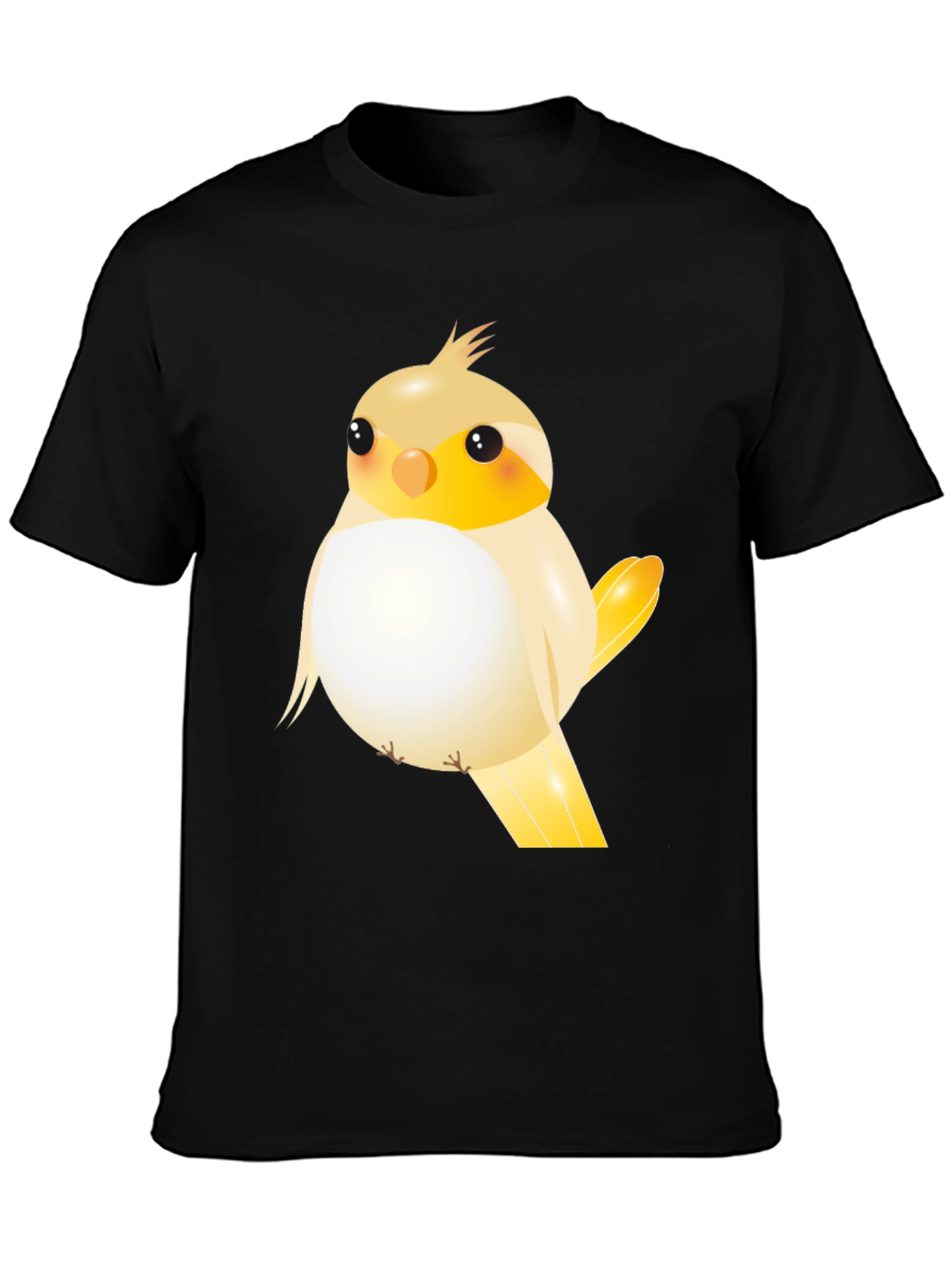 Black Cute Cartoon Bird Graphic T-Shirt view 3