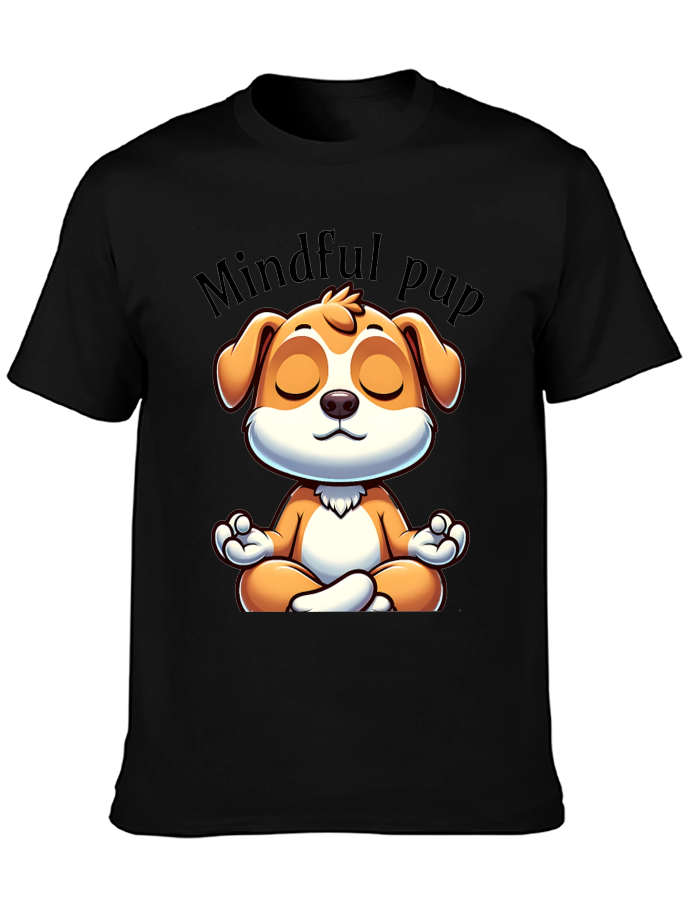 Black Mindful Pup Graphic T-Shirt - Meditation Dog Tee view 3