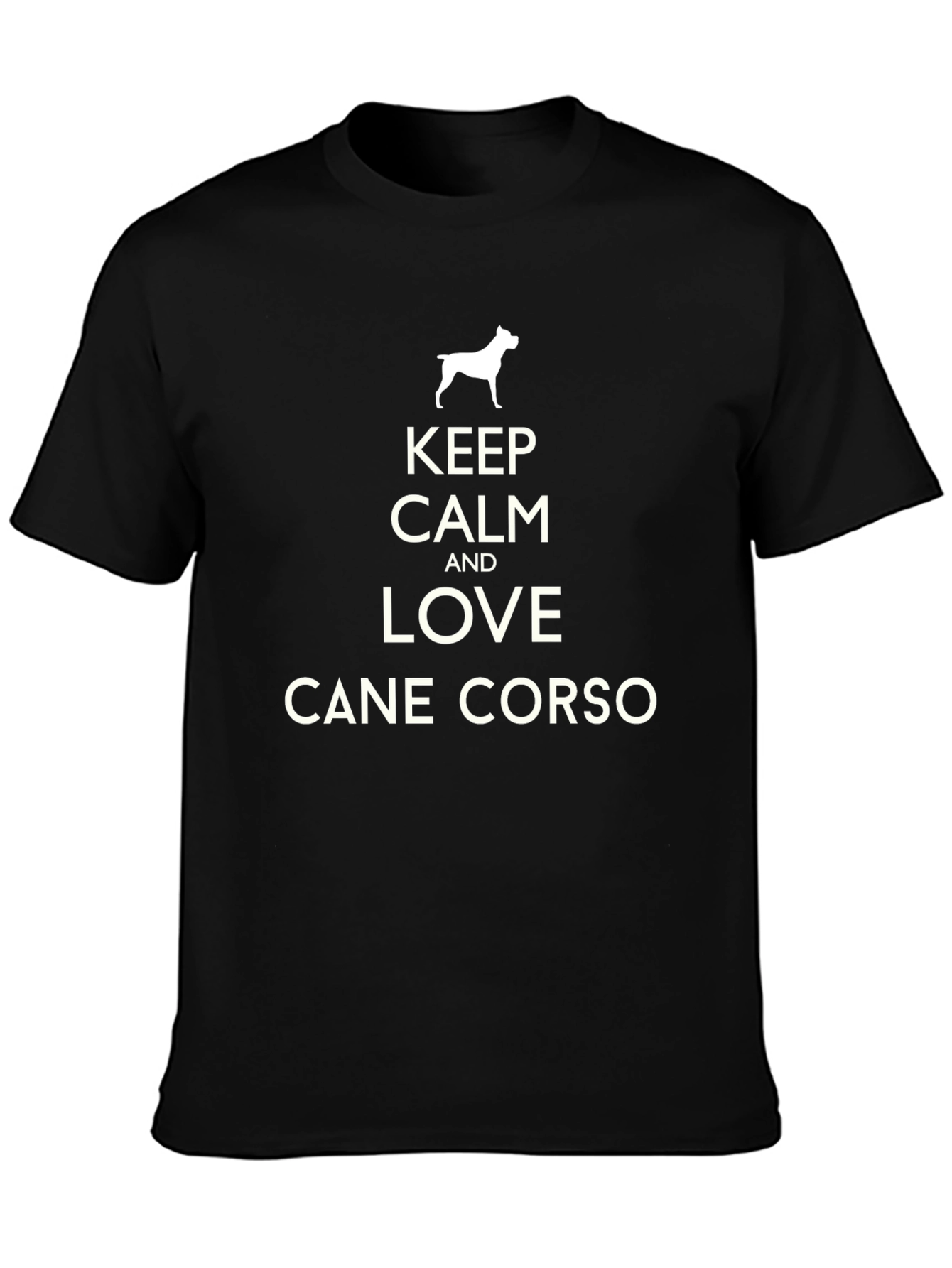 Black Keep Calm and Love Cane Corso T-Shirt view 3