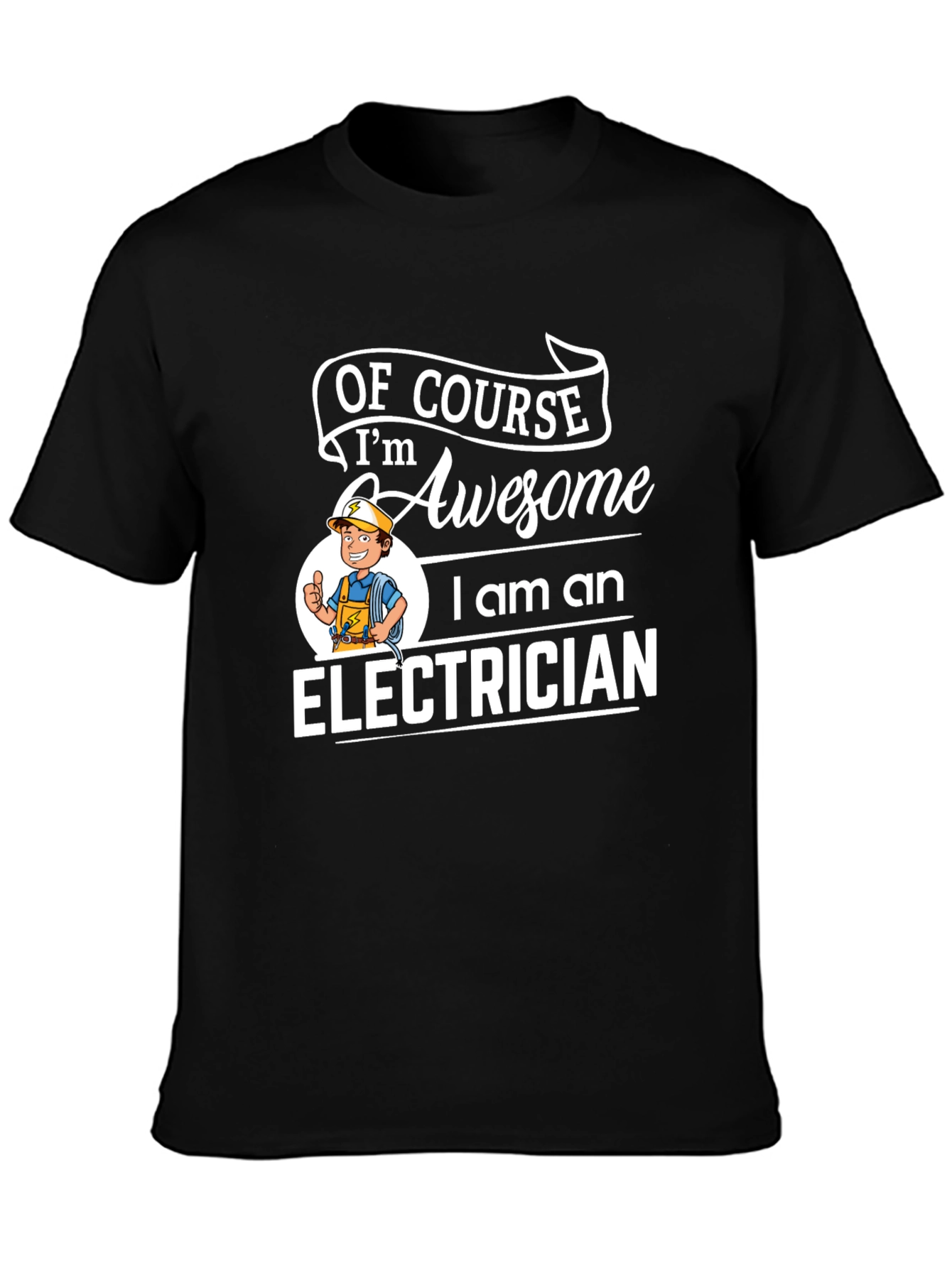 Black Awesome Electrician Graphic T-Shirt - Black view 3