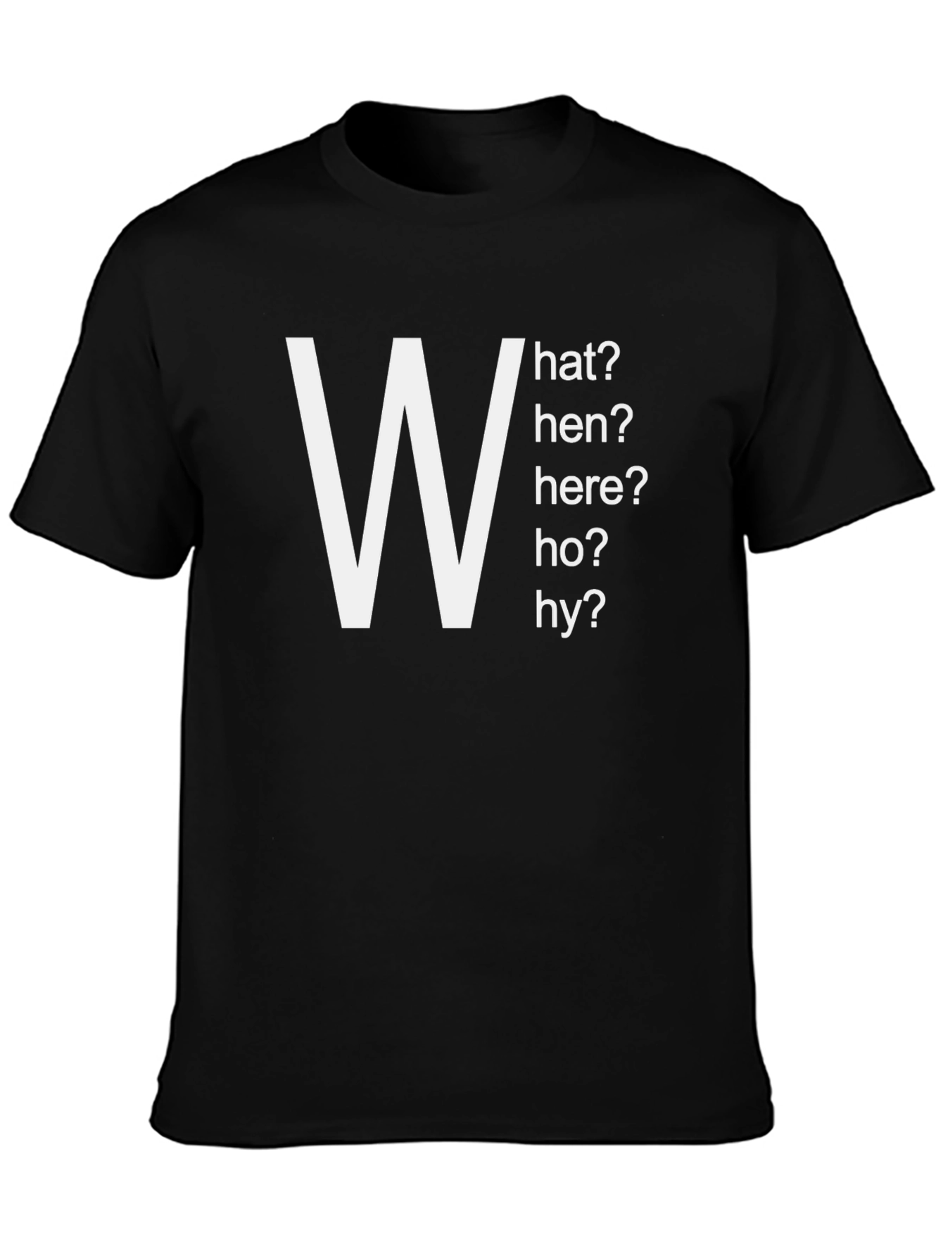 Black Men's "W" Question T-Shirt - Who What Where When Why view 3