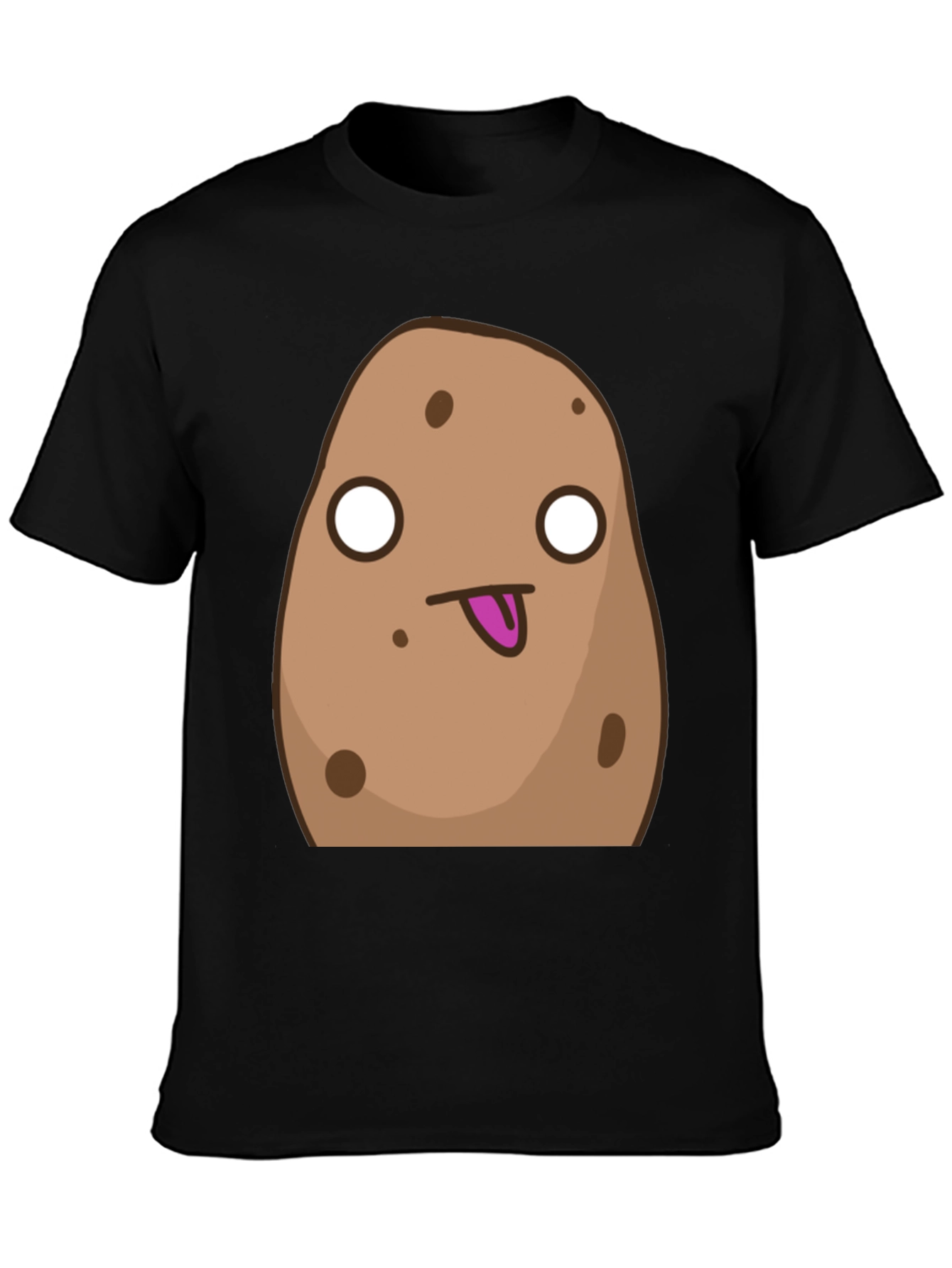 Black Funny Cartoon Potato Graphic Black T-Shirt view 3