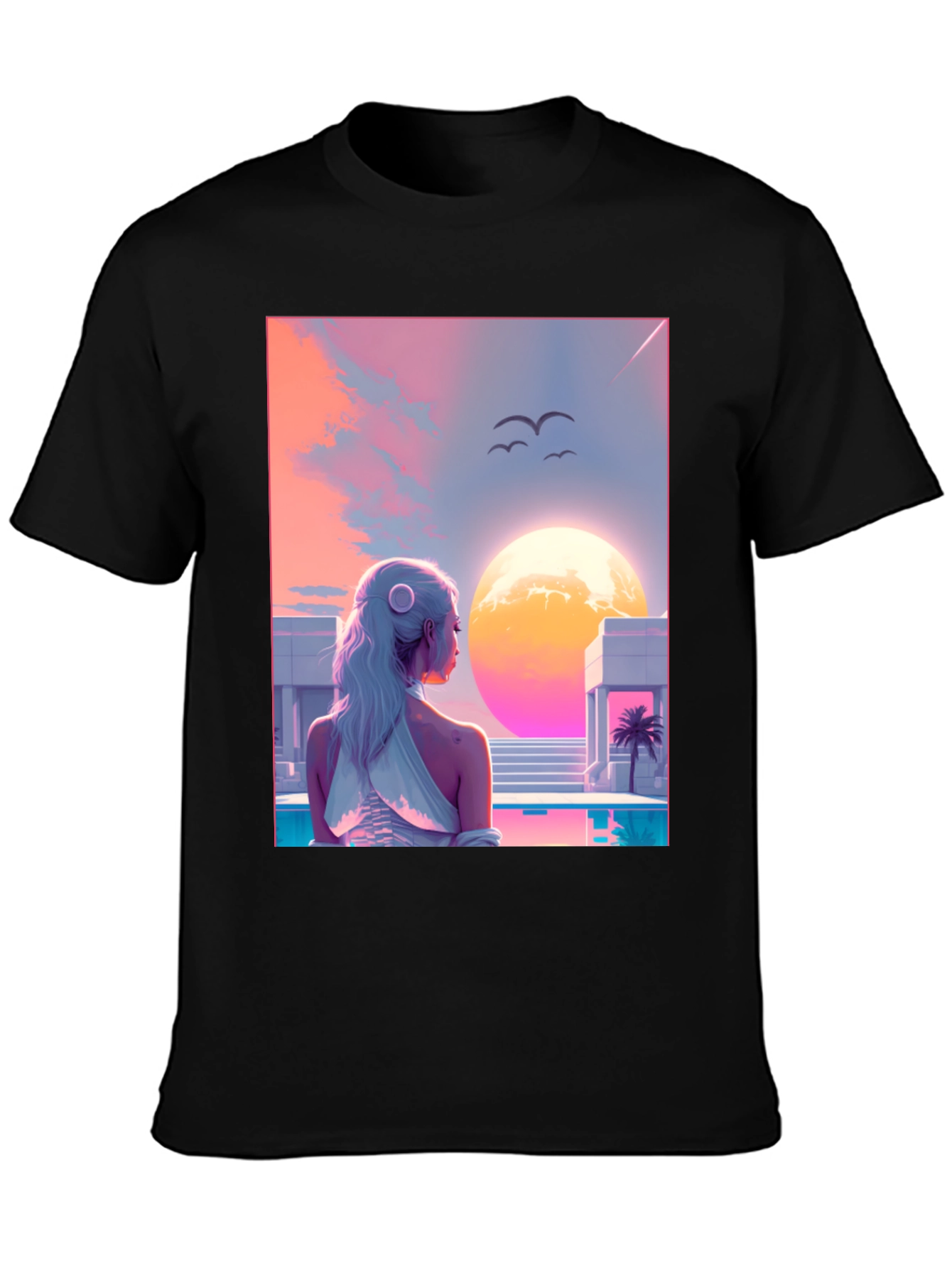 Black Synthwave Dreams T-Shirt view 3