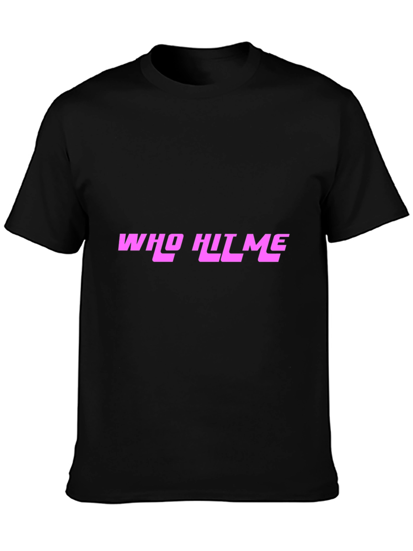 Black Who Hit Me? Novelty Graphic Tee - Black Cotton Blend view 3