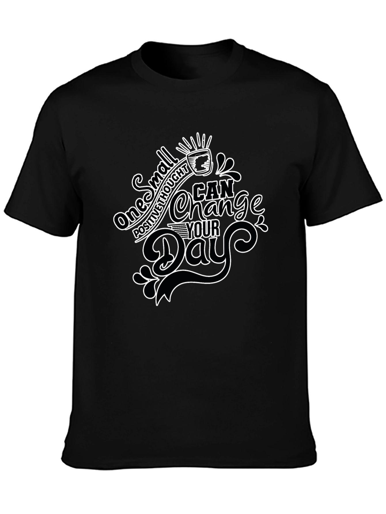 Black Inspirational Graphic Tee - Positive Thought Changes Day view 3