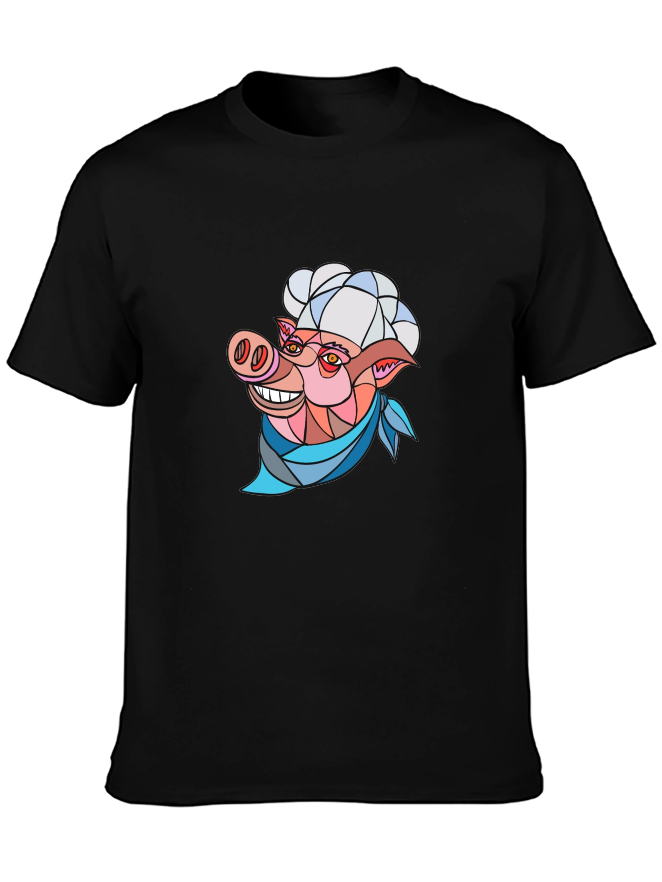 Black Chef Pig Graphic T-Shirt - Black Cotton view 3