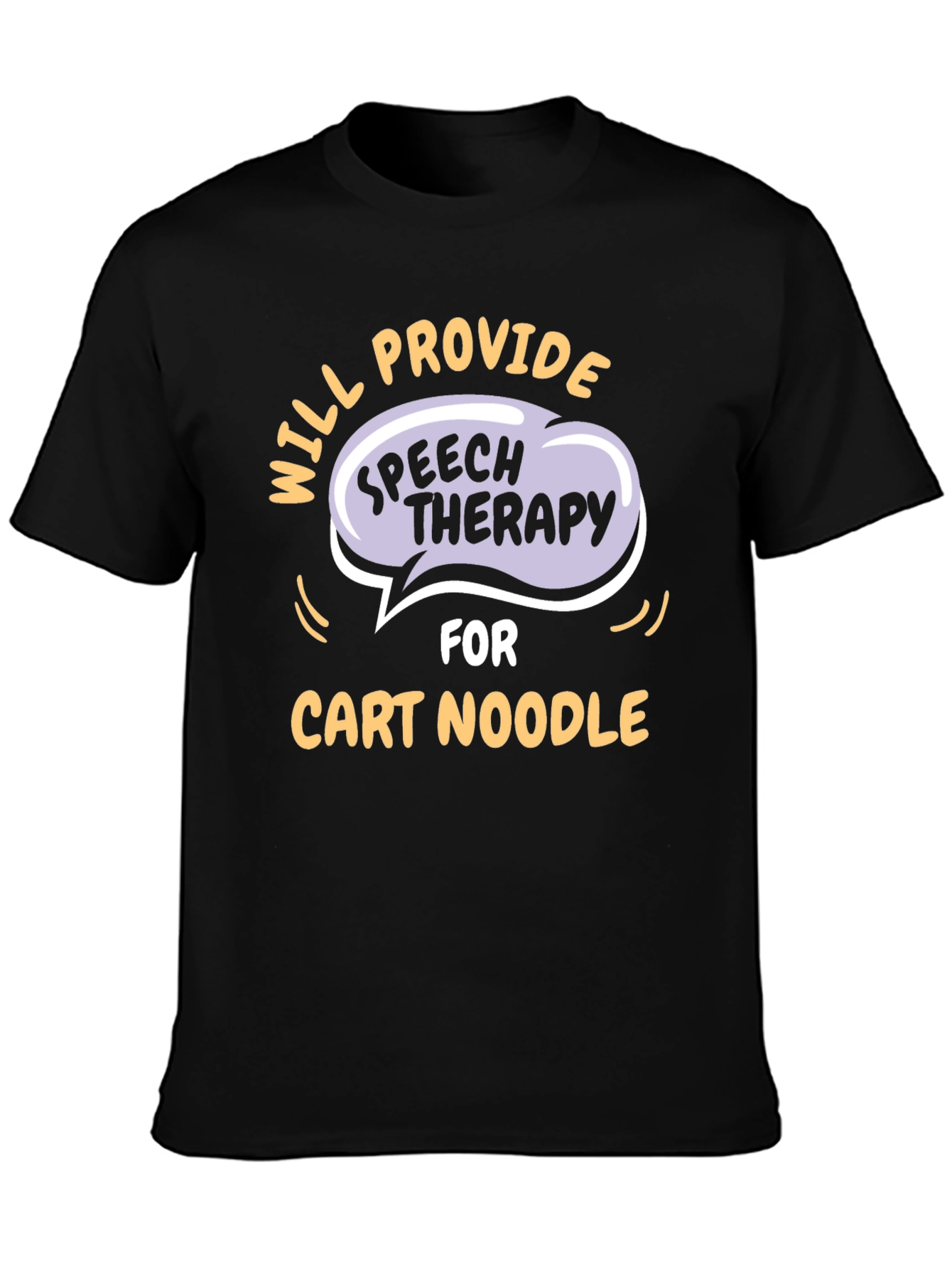 Black Speech Therapy Cart Noodle T-Shirt - Black view 3