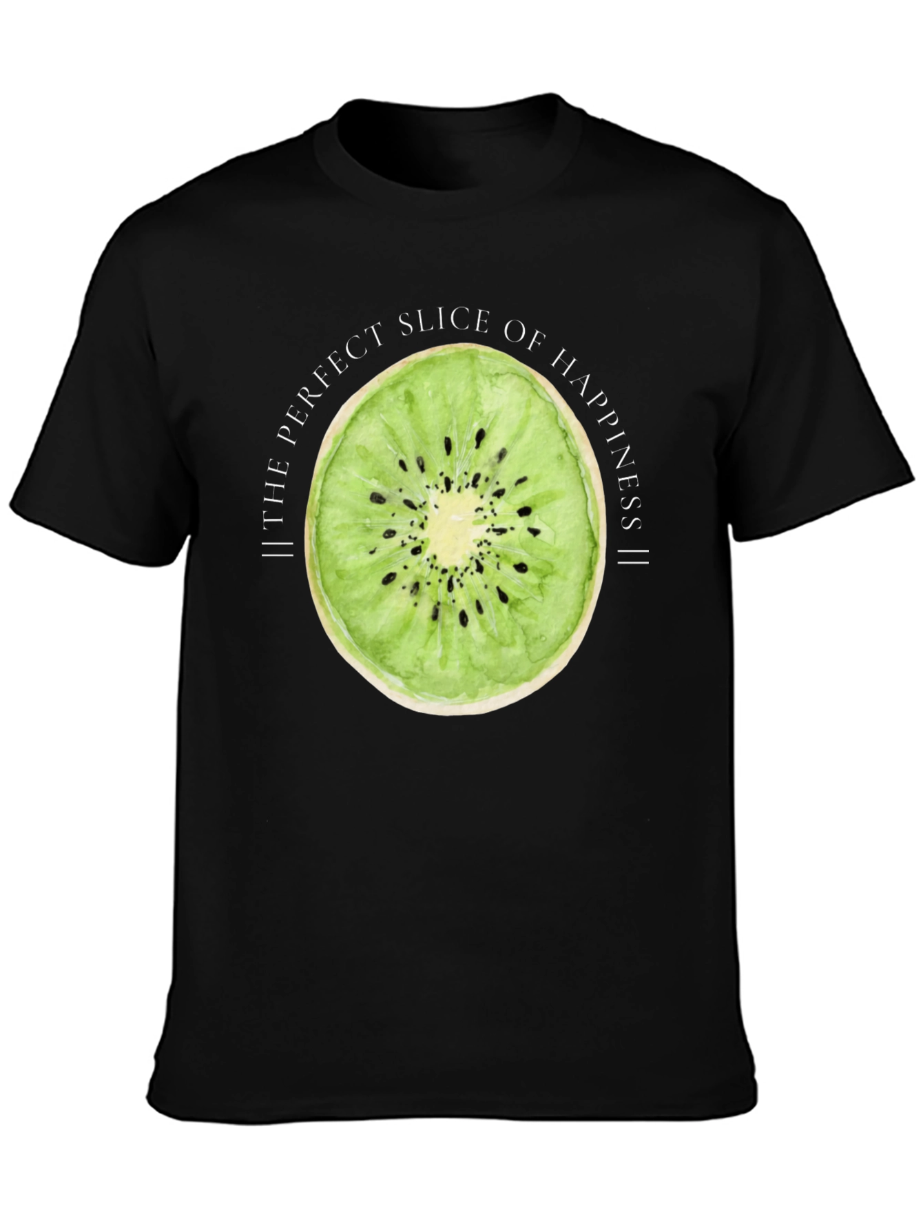 Black Kiwi Slice Happiness Graphic T-Shirt view 3