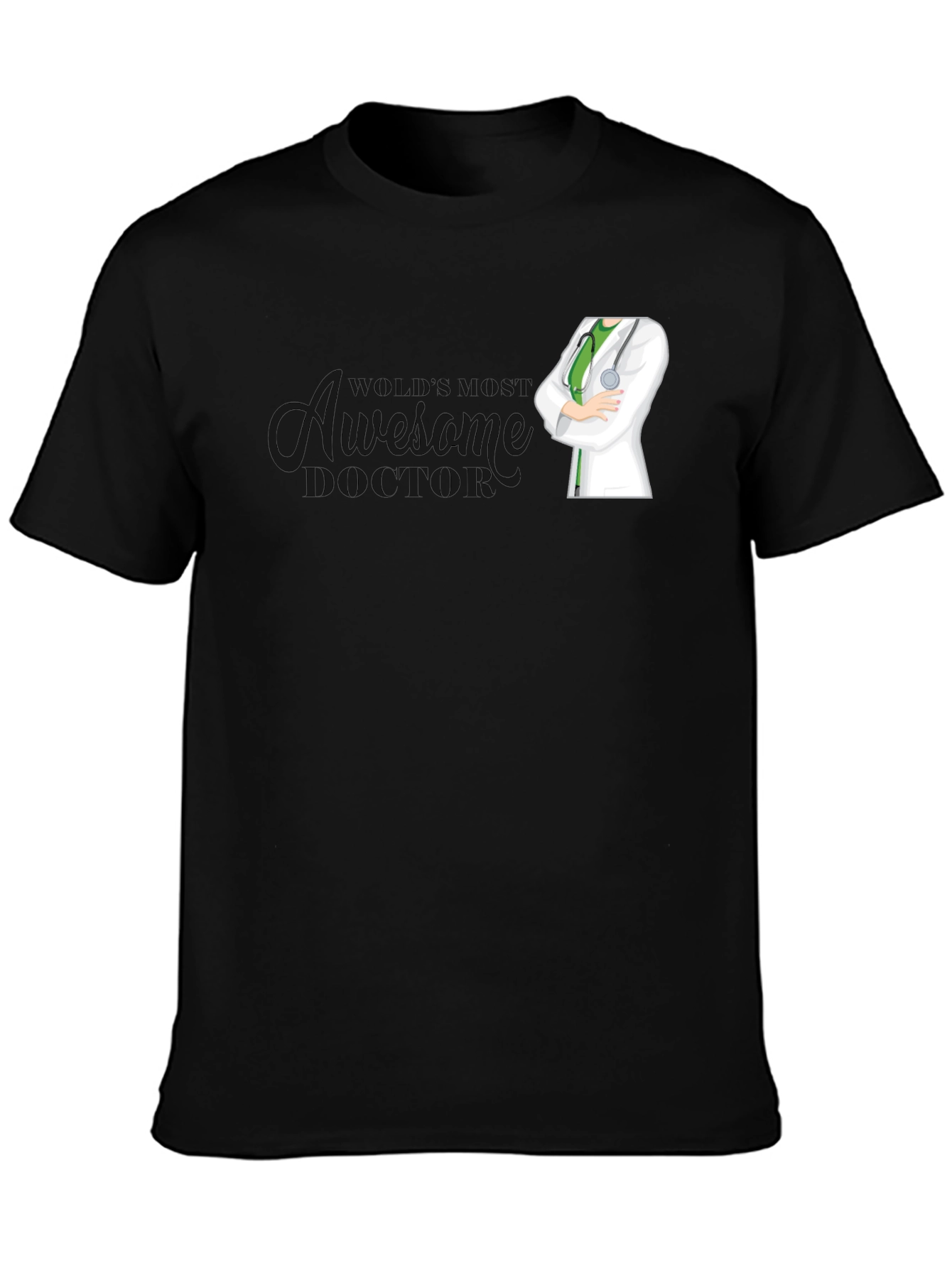 Black Awesome Doctor Graphic T-Shirt - Novelty Tee view 3