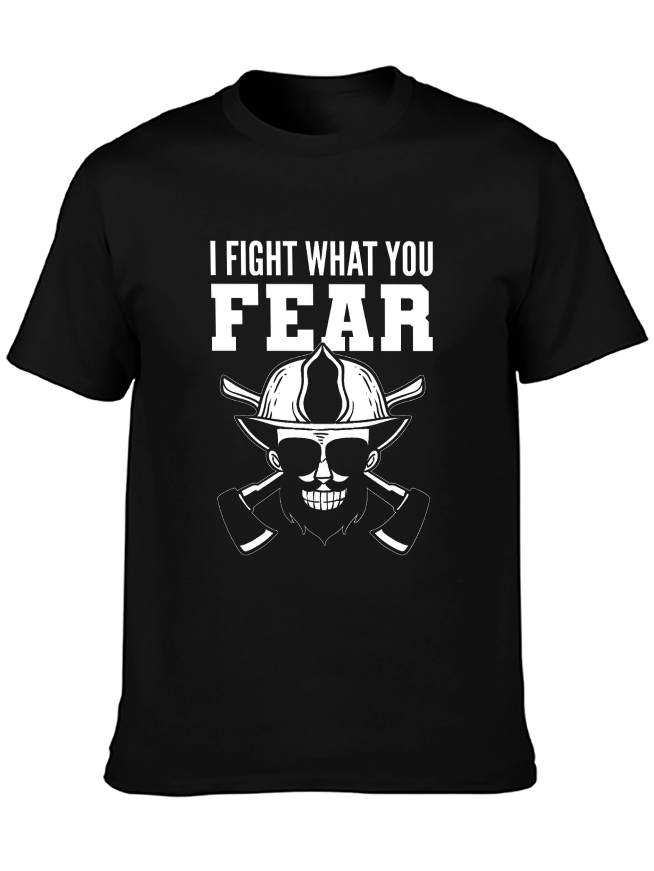 Black Firefighter Skull T-Shirt - I Fight What You Fear Tee view 3