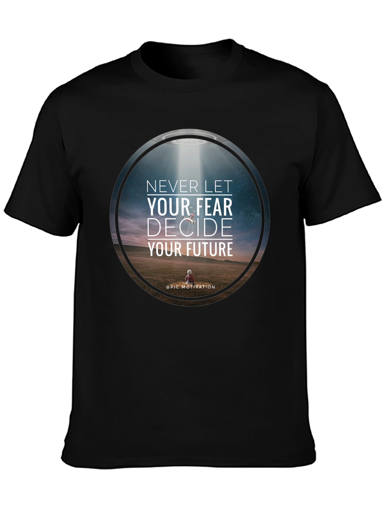 Black Motivational Graphic T-Shirt: Never Let Fear Decide view 3