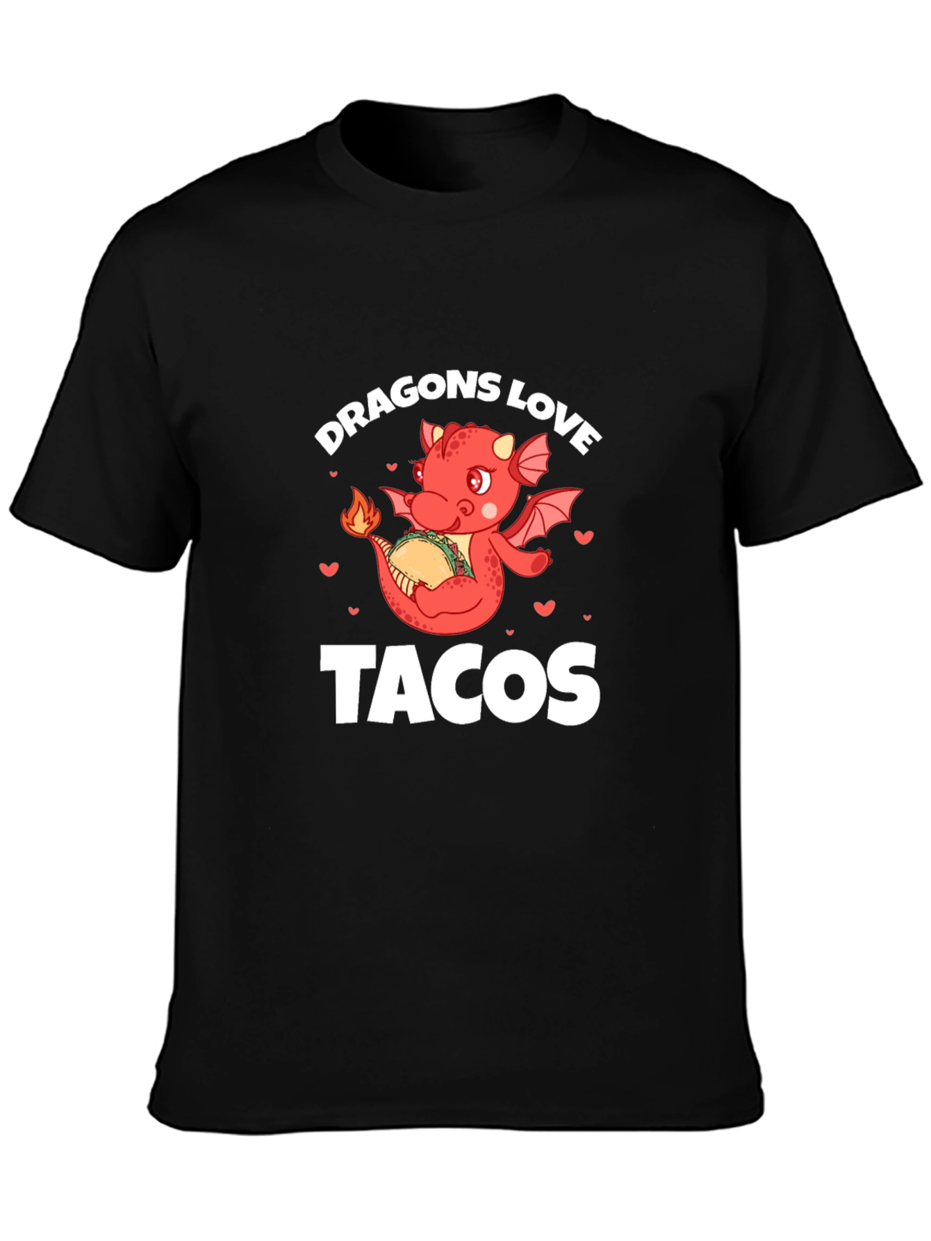 Black Dragons Love Tacos Black Graphic Tee view 3