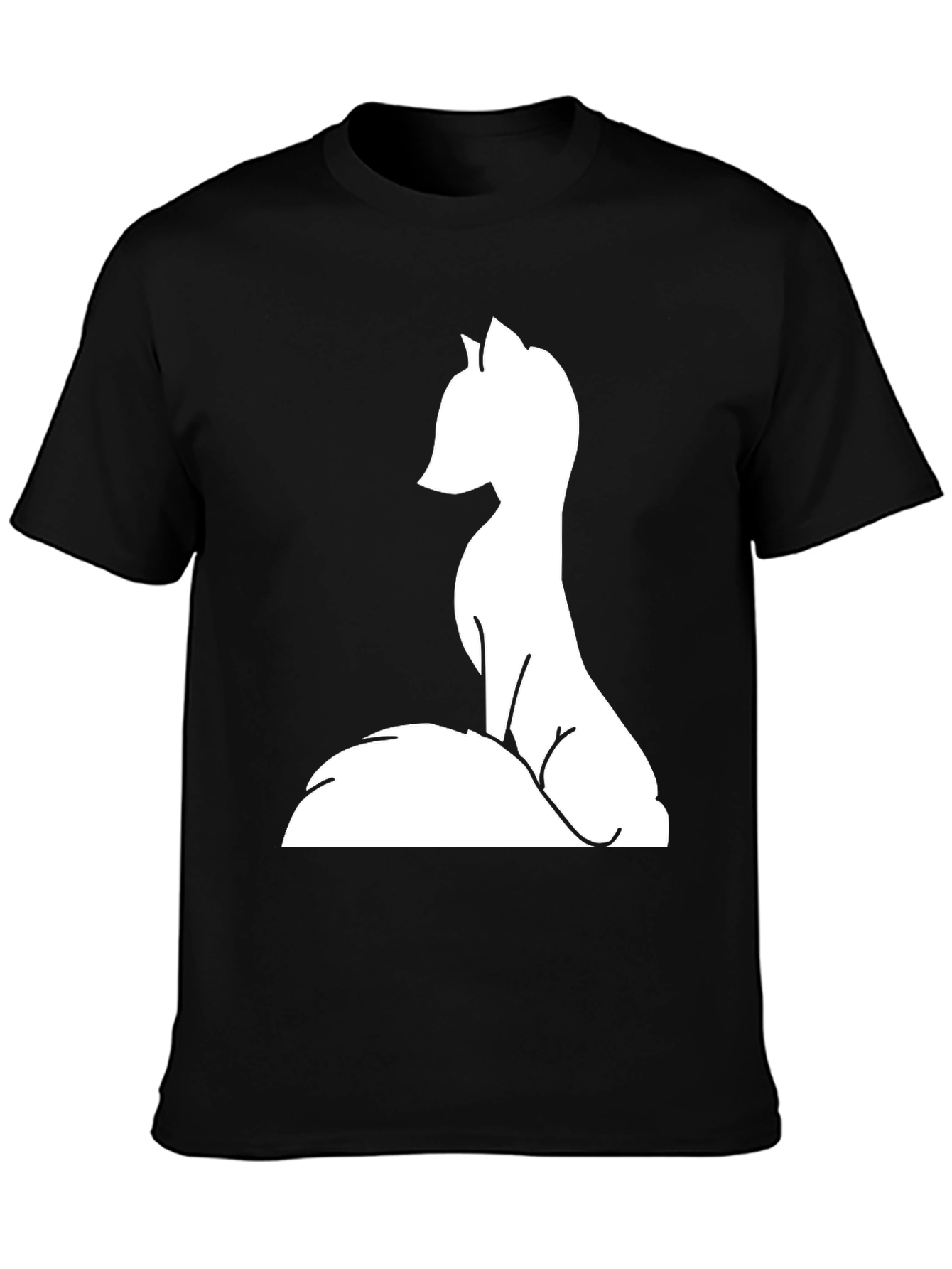 Black Minimalist Fox Tee - Black Graphic T-Shirt view 3