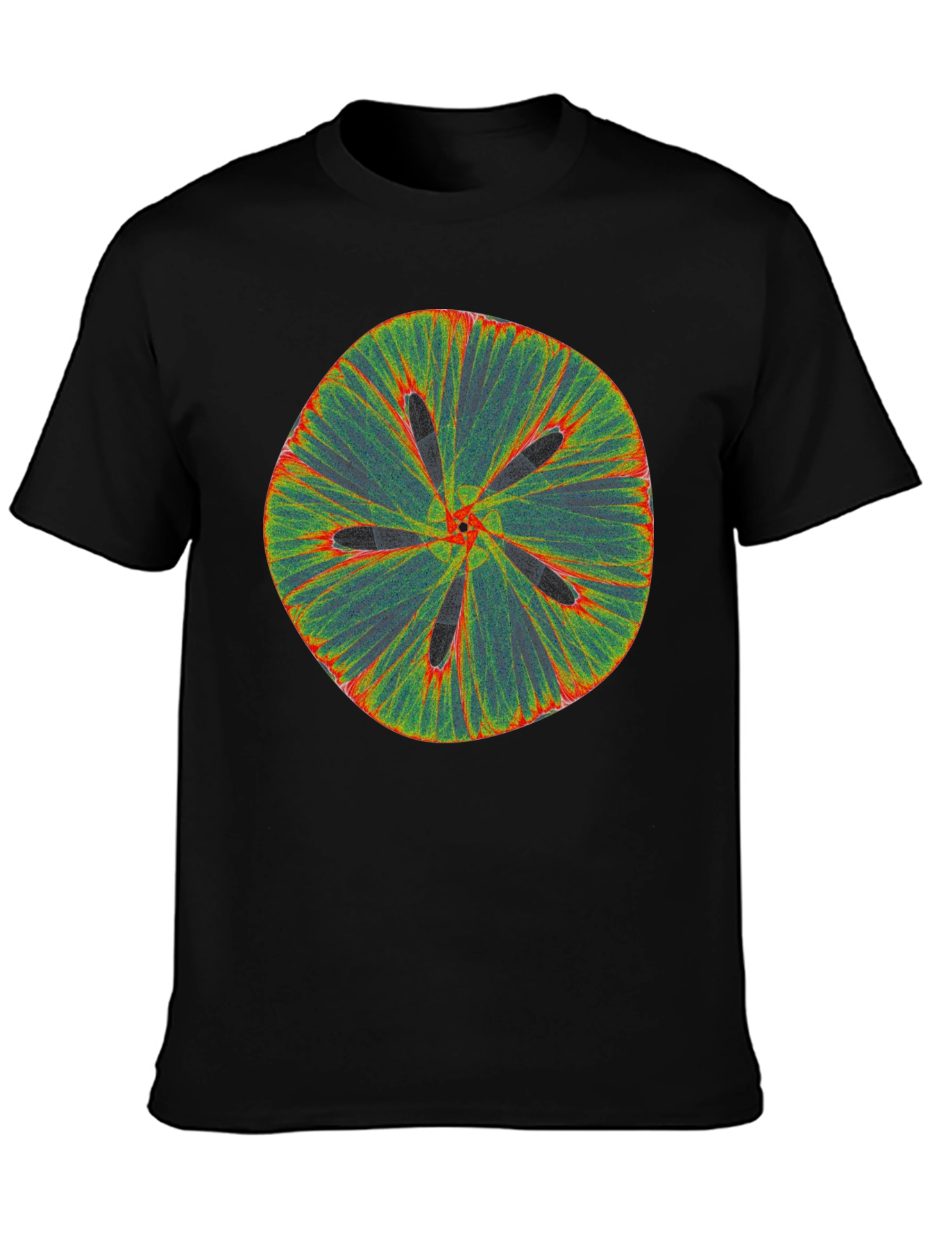 Black Abstract Flower Tee - Black Cotton Blend view 3