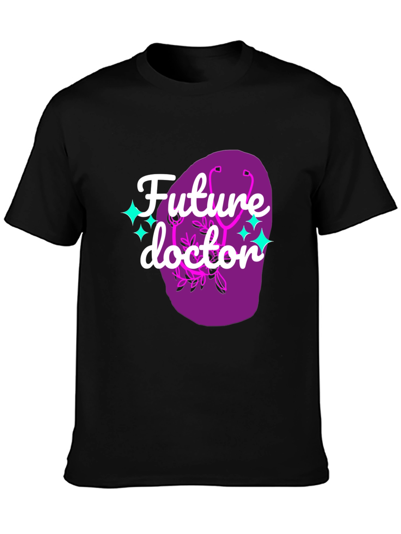 Black Future Doctor Graphic Tee - Black Cotton T-Shirt view 3