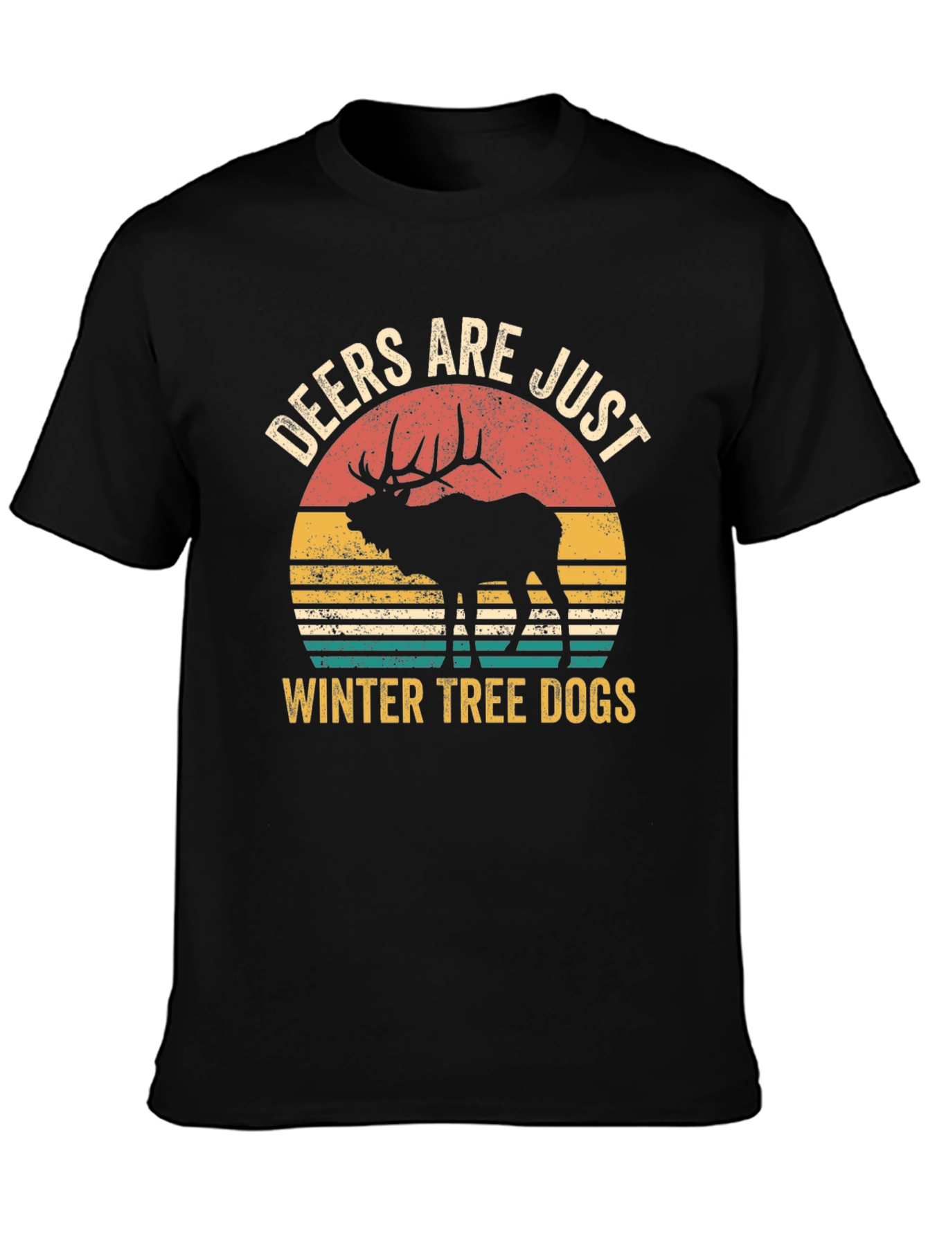 Black Deers Are Just Winter Tree Dogs Graphic T-Shirt view 3