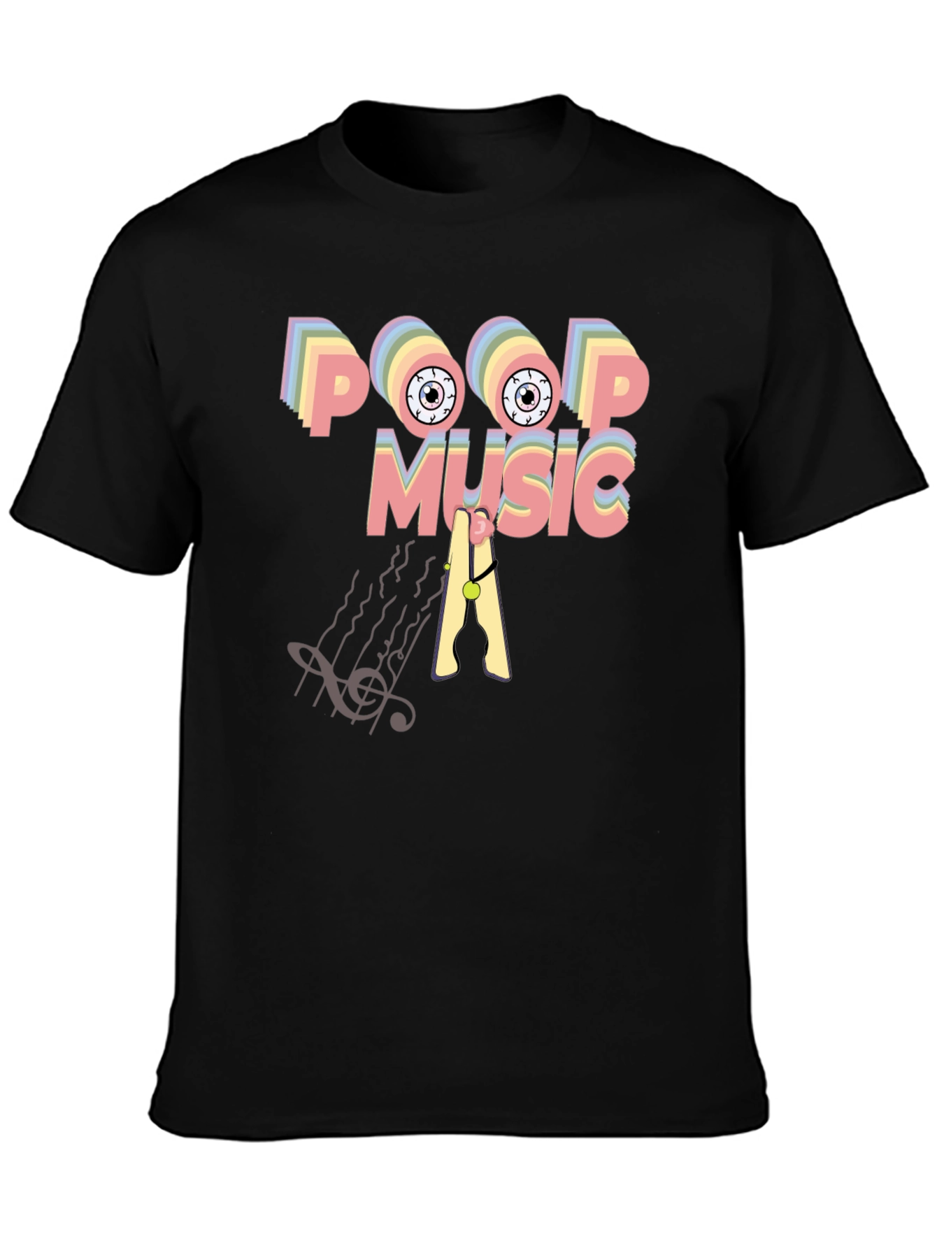Black Poop Music Graphic T-Shirt view 3