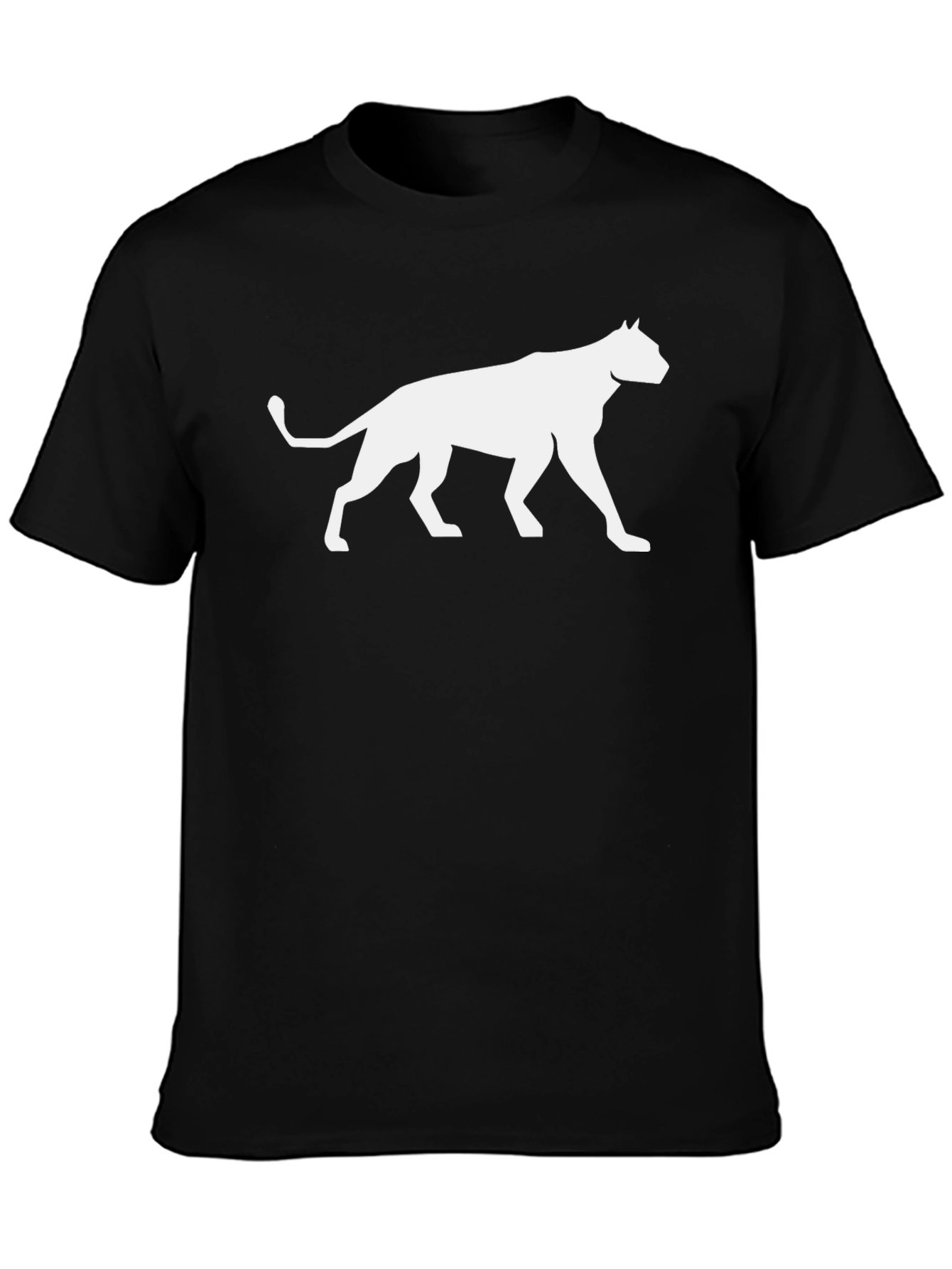 Black Black T-Shirt with White Cat Silhouette Graphic view 3