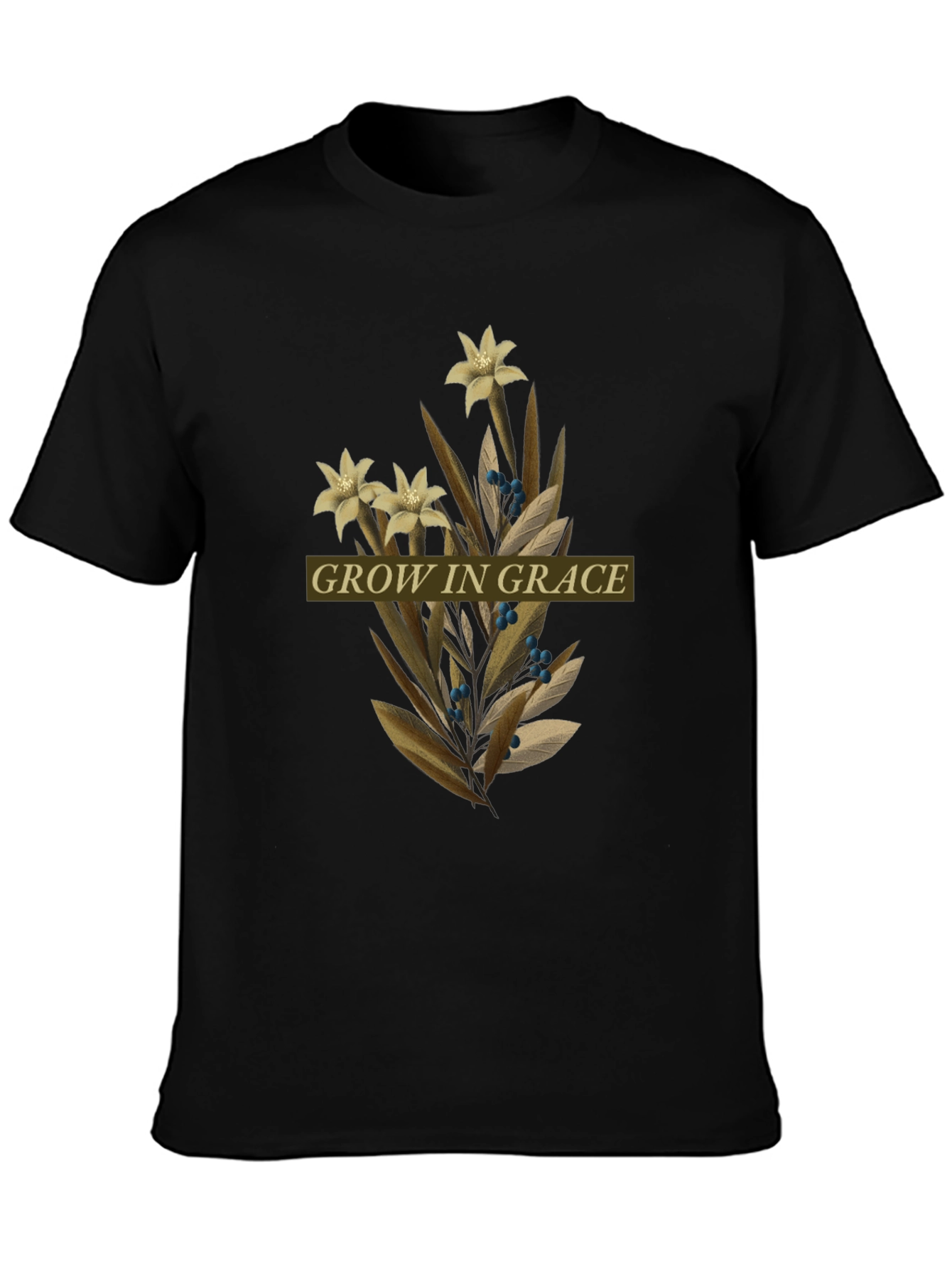 Black Grow in Grace Floral Graphic Tee view 3
