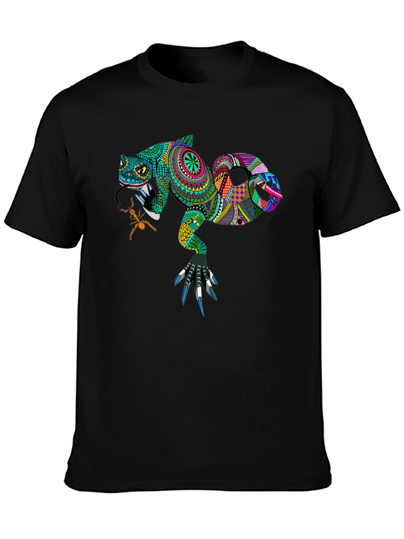 Black Lizard Graphic Tee - Unique Patterned Reptile Design view 3