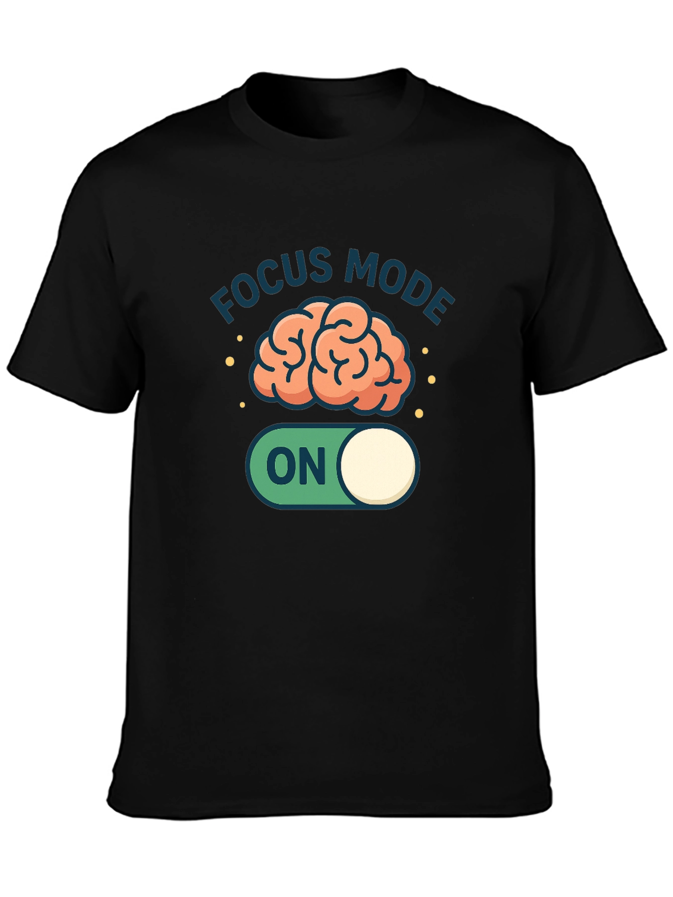 Black Focus Mode On Brain Graphic Tee - Black view 3