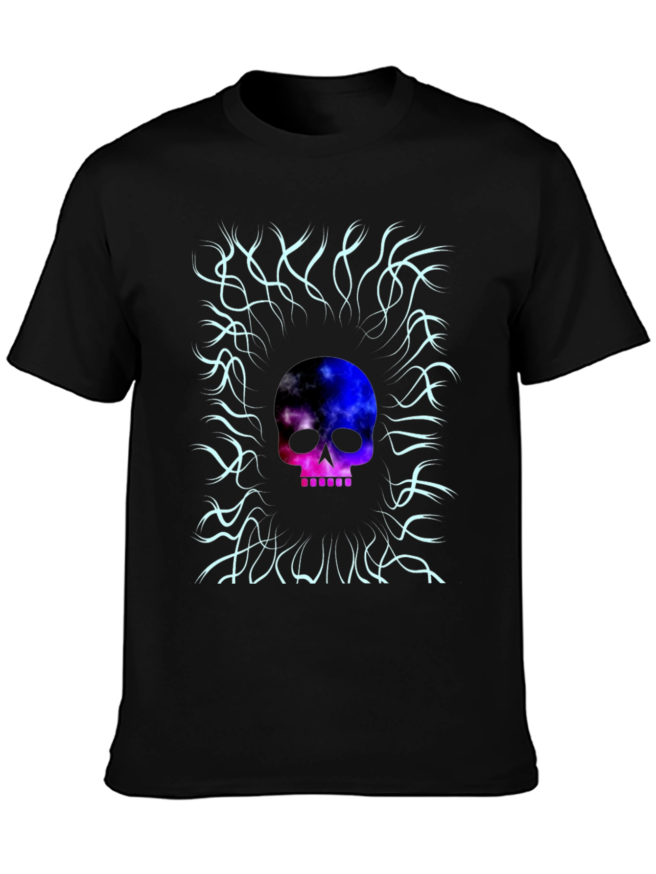 Black Cosmic Skull Graphic Tee - Unique Design view 3