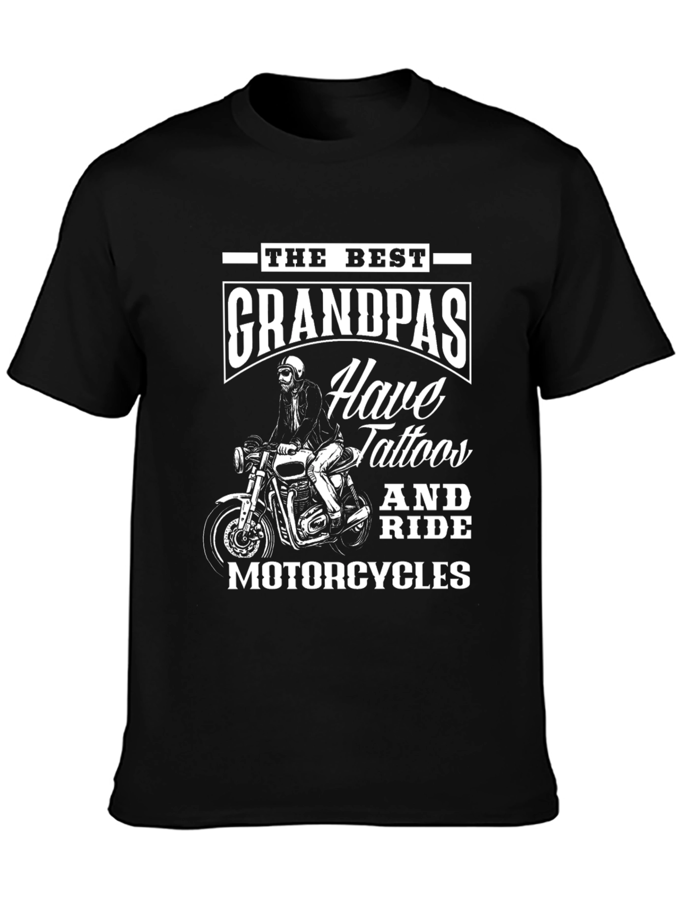 Black Tattooed Grandpas Ride Motorcycles T-Shirt view 3