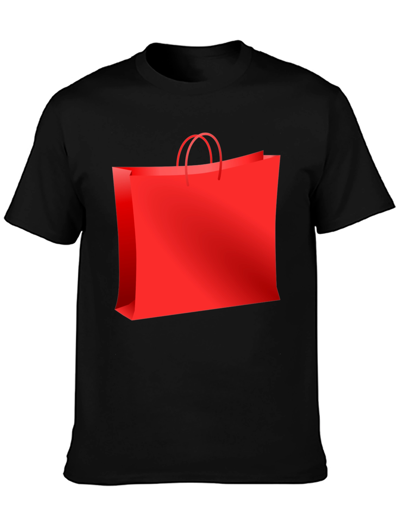 Black Red Shopping Bag Graphic Tee - Black Casual T-Shirt view 3