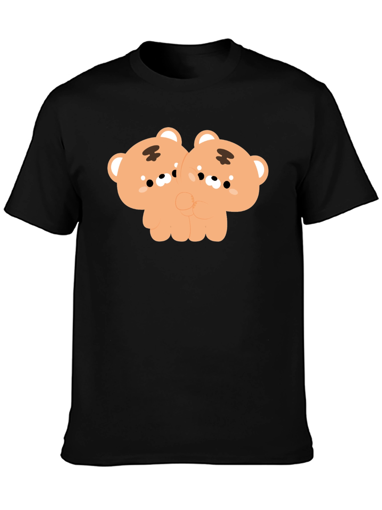 Black Cute Bears Black T-Shirt - Unique Kawaii Design view 3