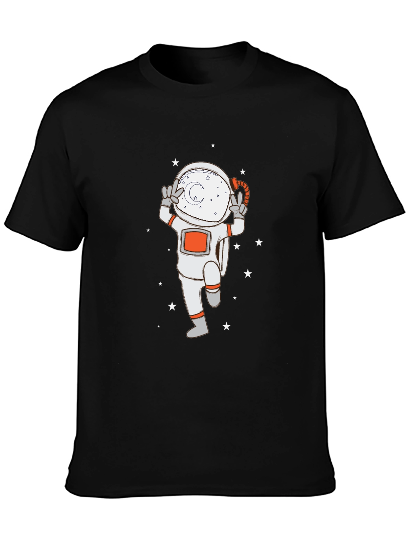 Black Astronaut Graphic Tee - Black Cotton T-Shirt view 3