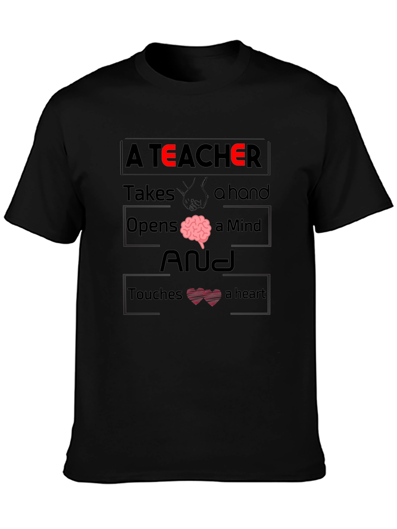 Black A Teacher Graphic Print T-Shirt view 3