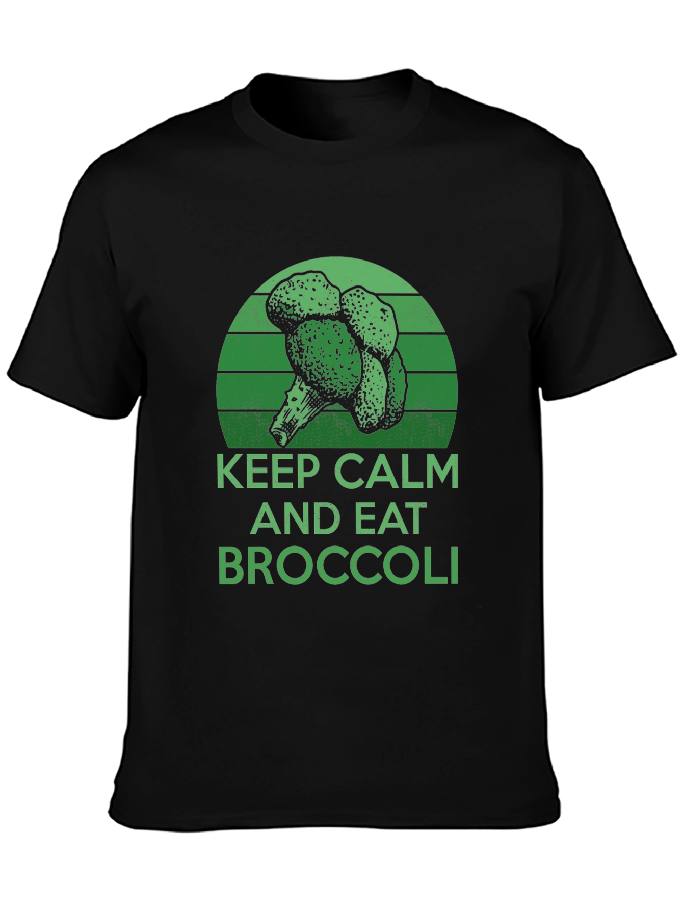 Black Keep Calm and Eat Broccoli T-Shirt view 3