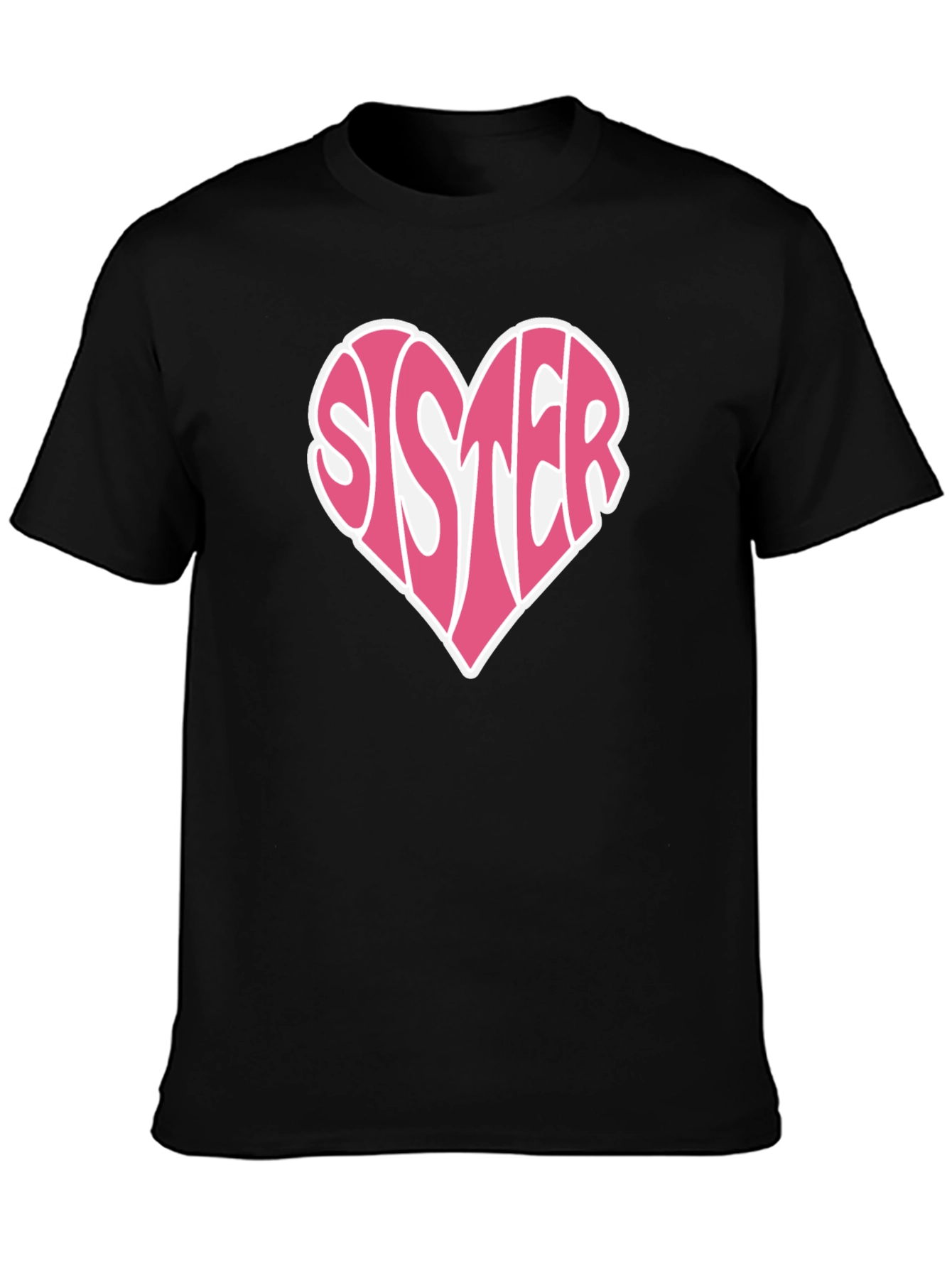 Black Sister Heart Graphic Tee - Soft Cotton Black T-Shirt view 3