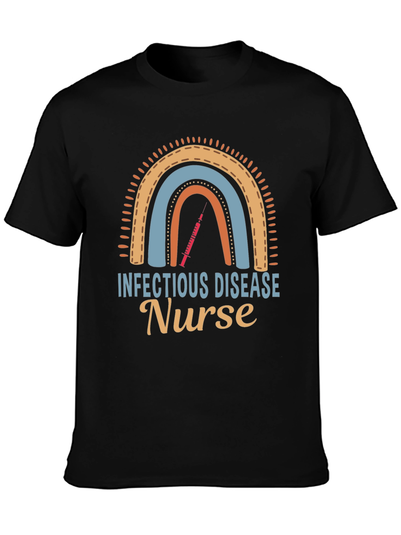 Black Infectious Disease Nurse Rainbow Graphic Tee view 3