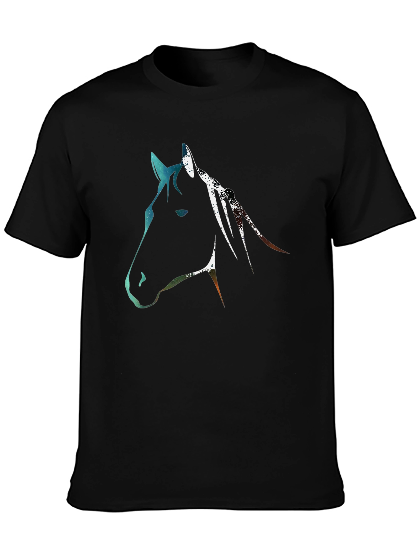 Black Abstract Horse Graphic Tee - Black view 3
