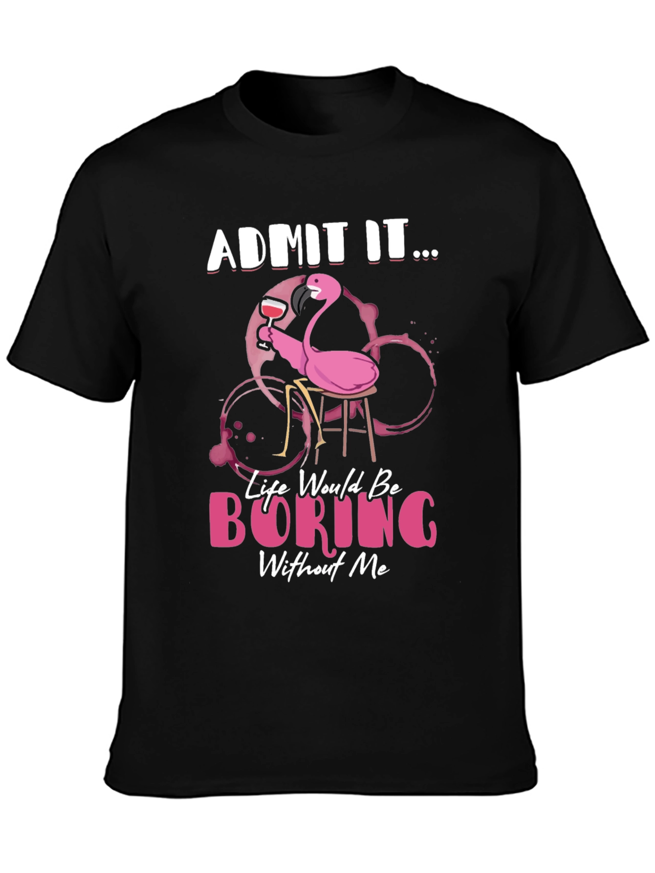 Black Funny Flamingo Graphic T-Shirt - Admit It... view 3