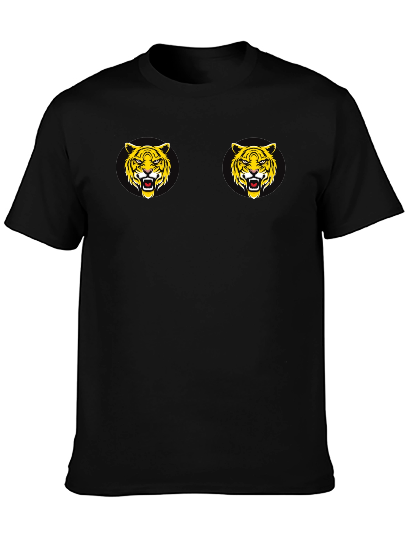 Black Black T-Shirt with Tiger Face Graphic view 3
