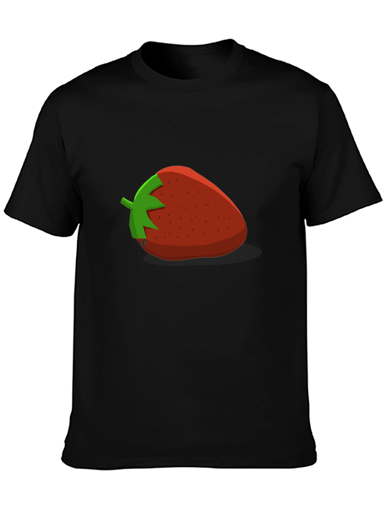 Black Strawberry Graphic T-Shirt - Casual Black Tee view 3