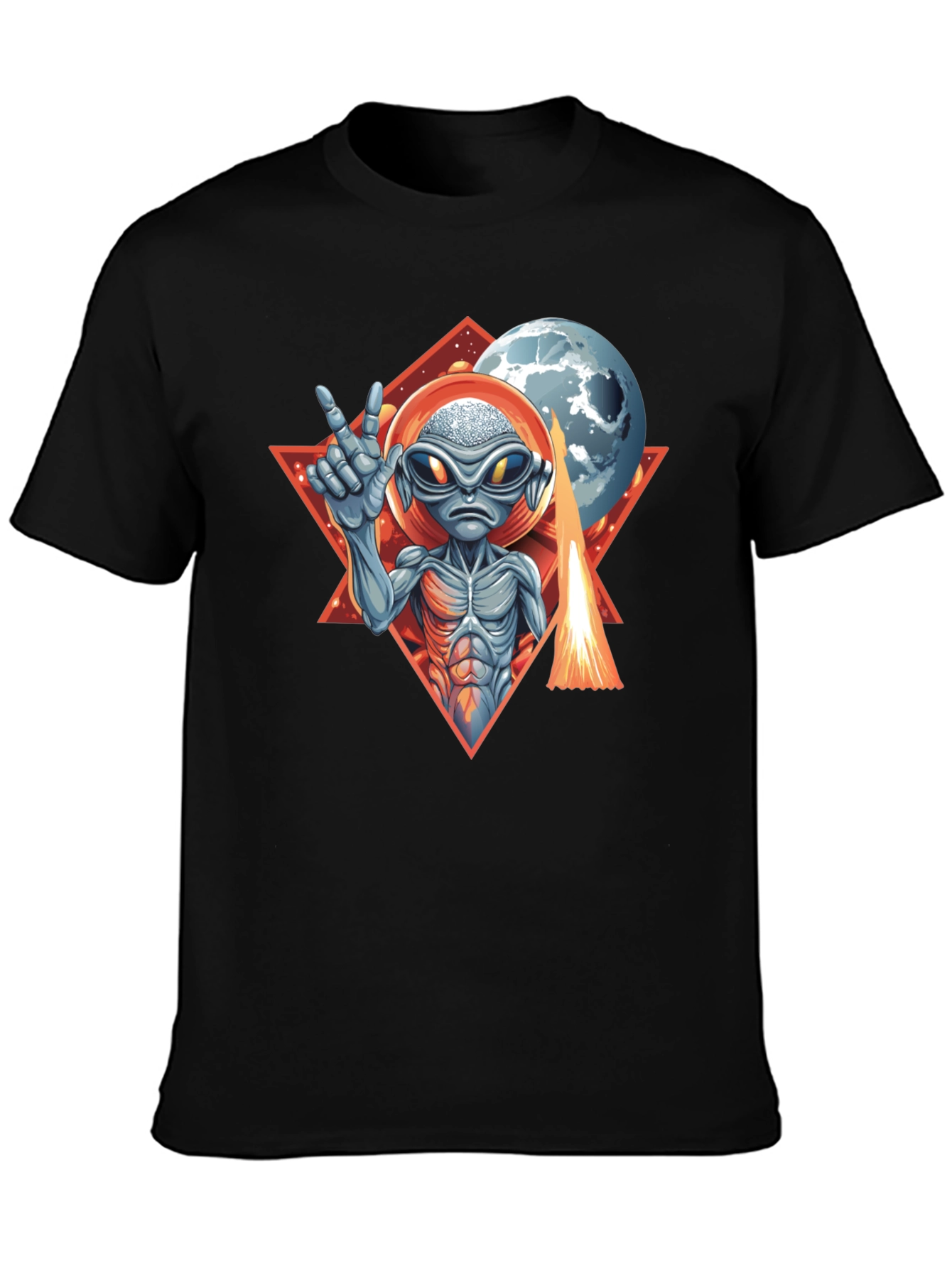Black Alien Peace Sign T-Shirt - Out of This World Style! view 3
