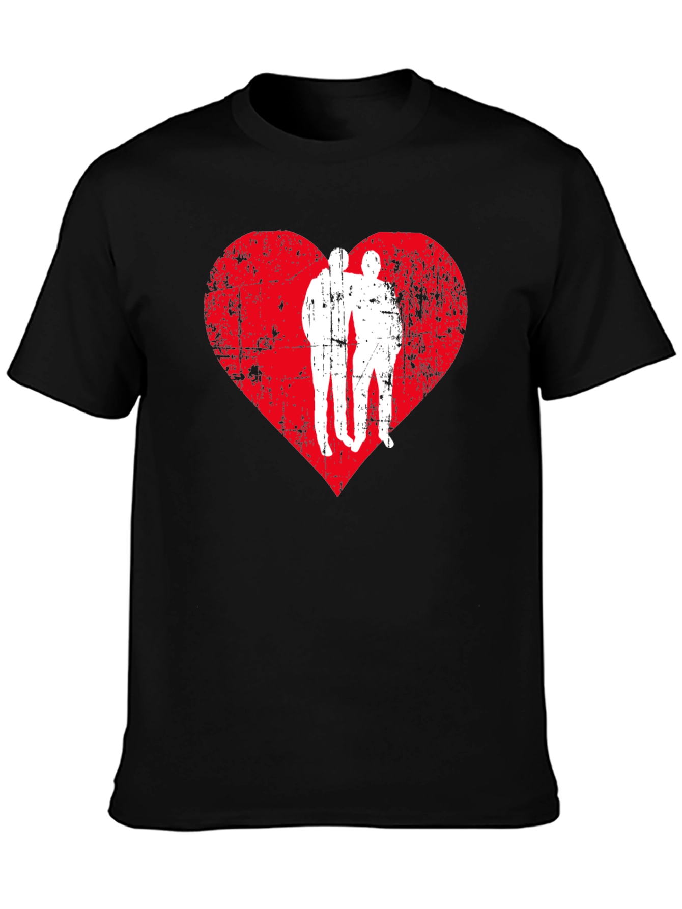 Black Distressed Heart Friends Graphic Tee - Black view 3
