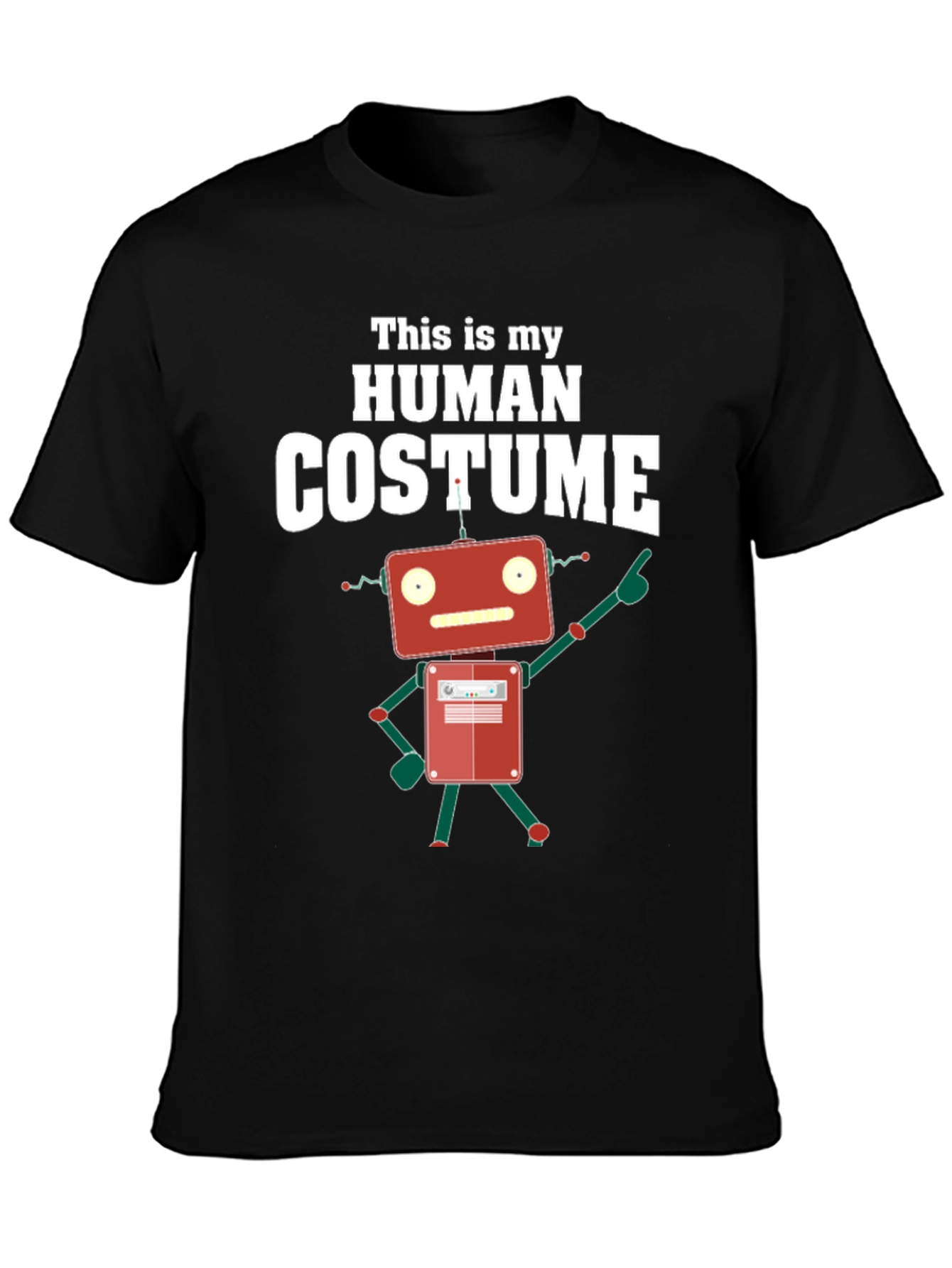 Black Human Costume Robot Graphic T-Shirt view 3