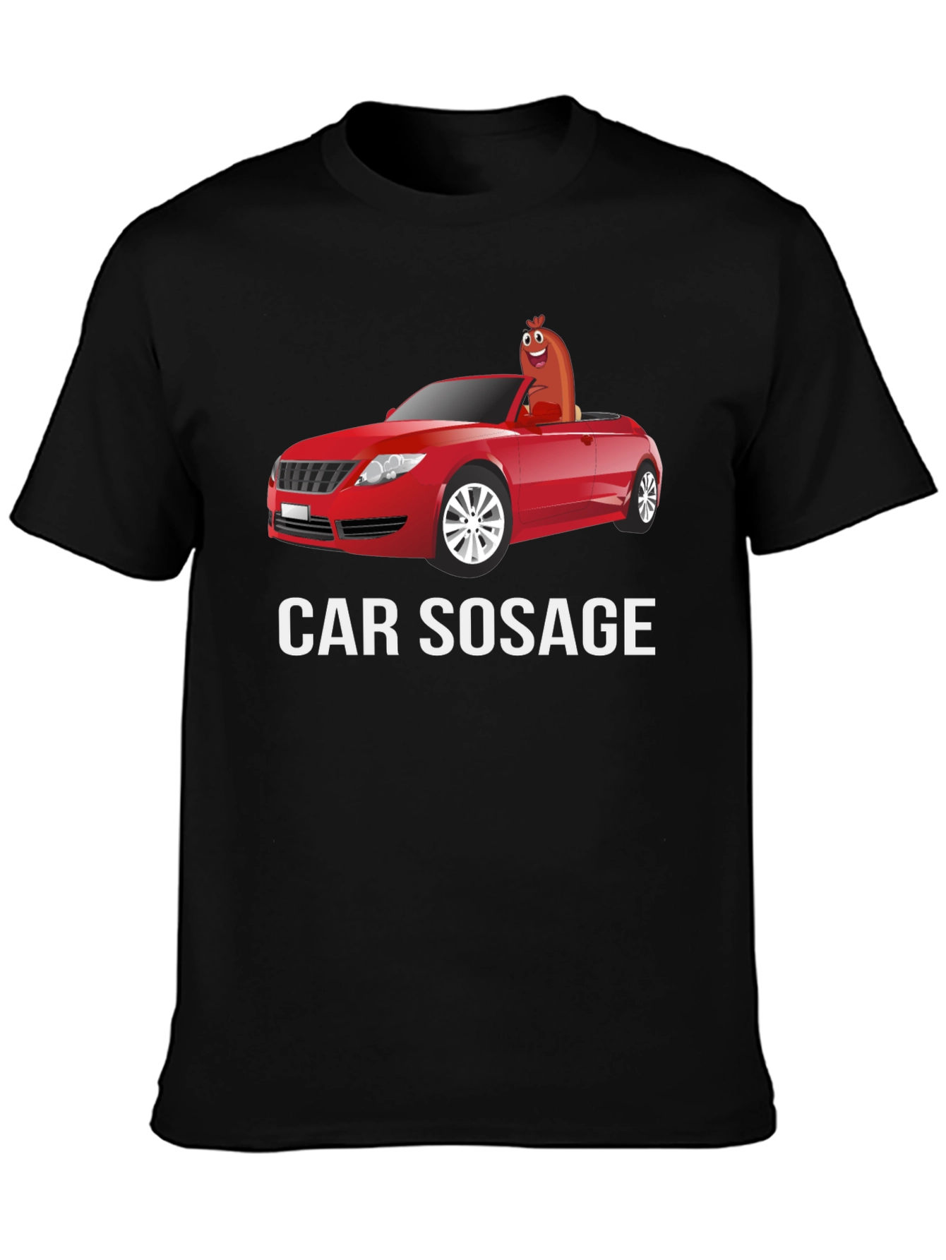 Black Car Sausage Graphic T-Shirt - Unisex Cotton Tee view 3