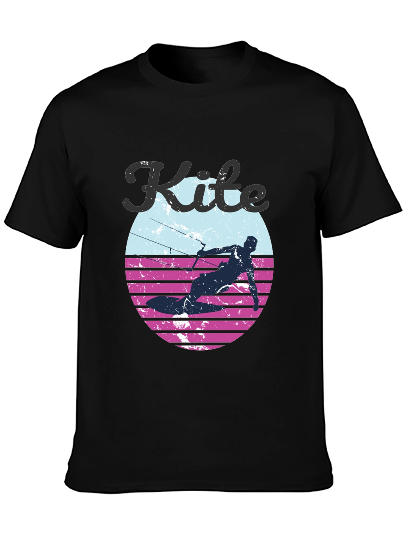 Black Kite Surfing T-Shirt - Retro Style Design view 3